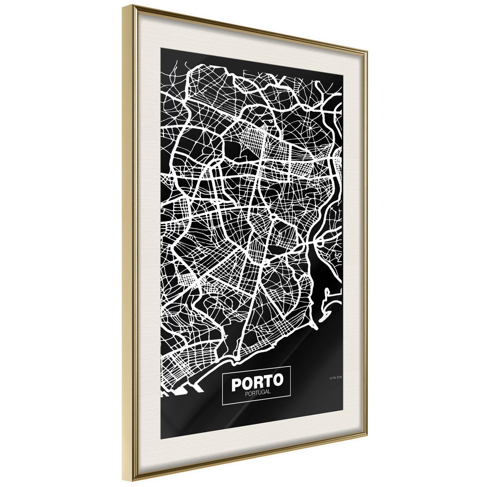 Läs mer om Inramad Poster / Tavla - City Map: Porto