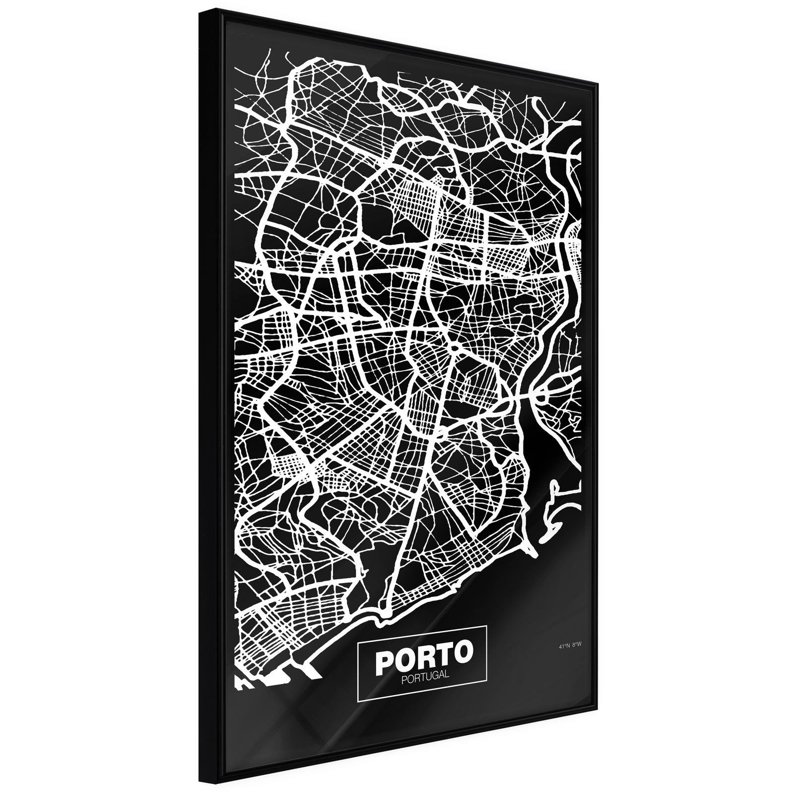 Läs mer om Inramad Poster / Tavla - City Map: Porto
