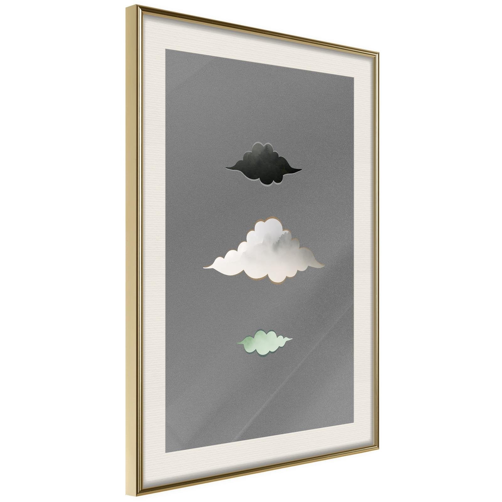 Läs mer om Inramad Poster / Tavla - Cloud Family - 40x60 Guldram med passepartout