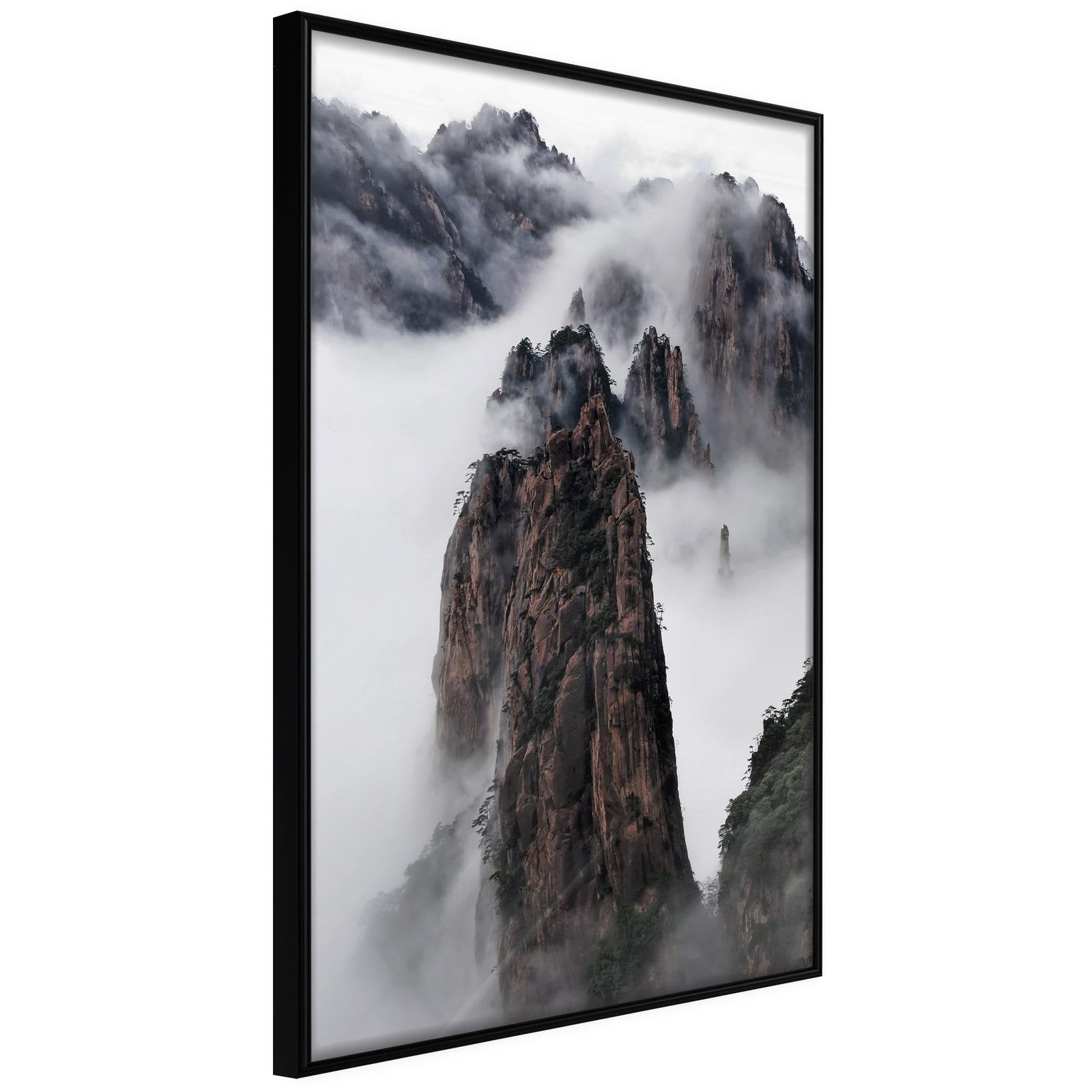 Läs mer om Inramad Poster / Tavla - Clouds Pierced by Mountain Peaks - 30x45 Svart ram
