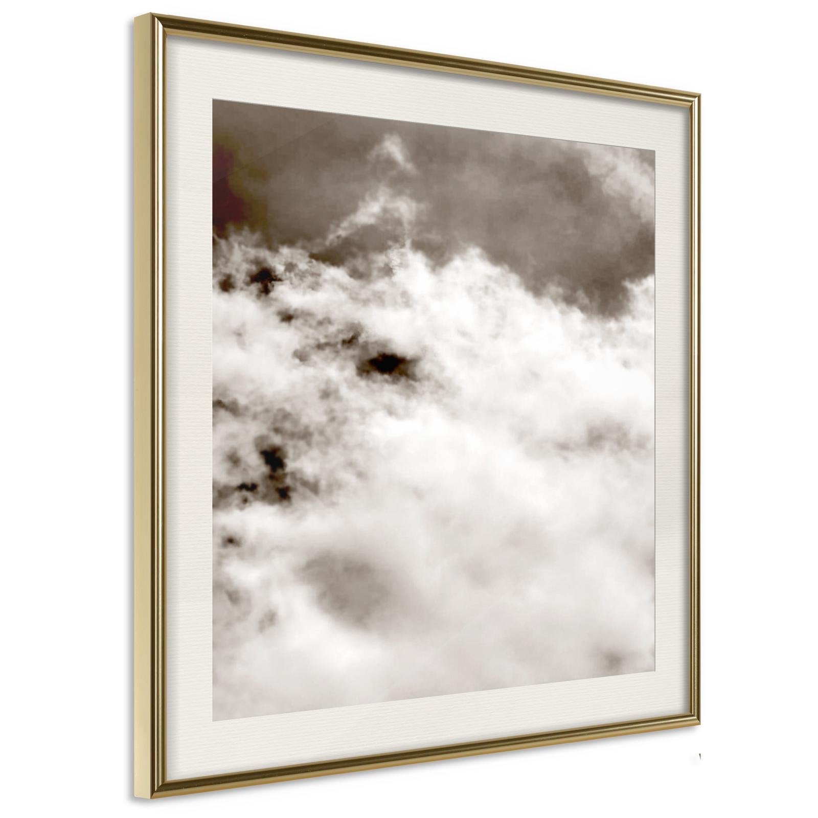 Läs mer om Inramad Poster / Tavla - Clouds - 50x50 Guldram med passepartout