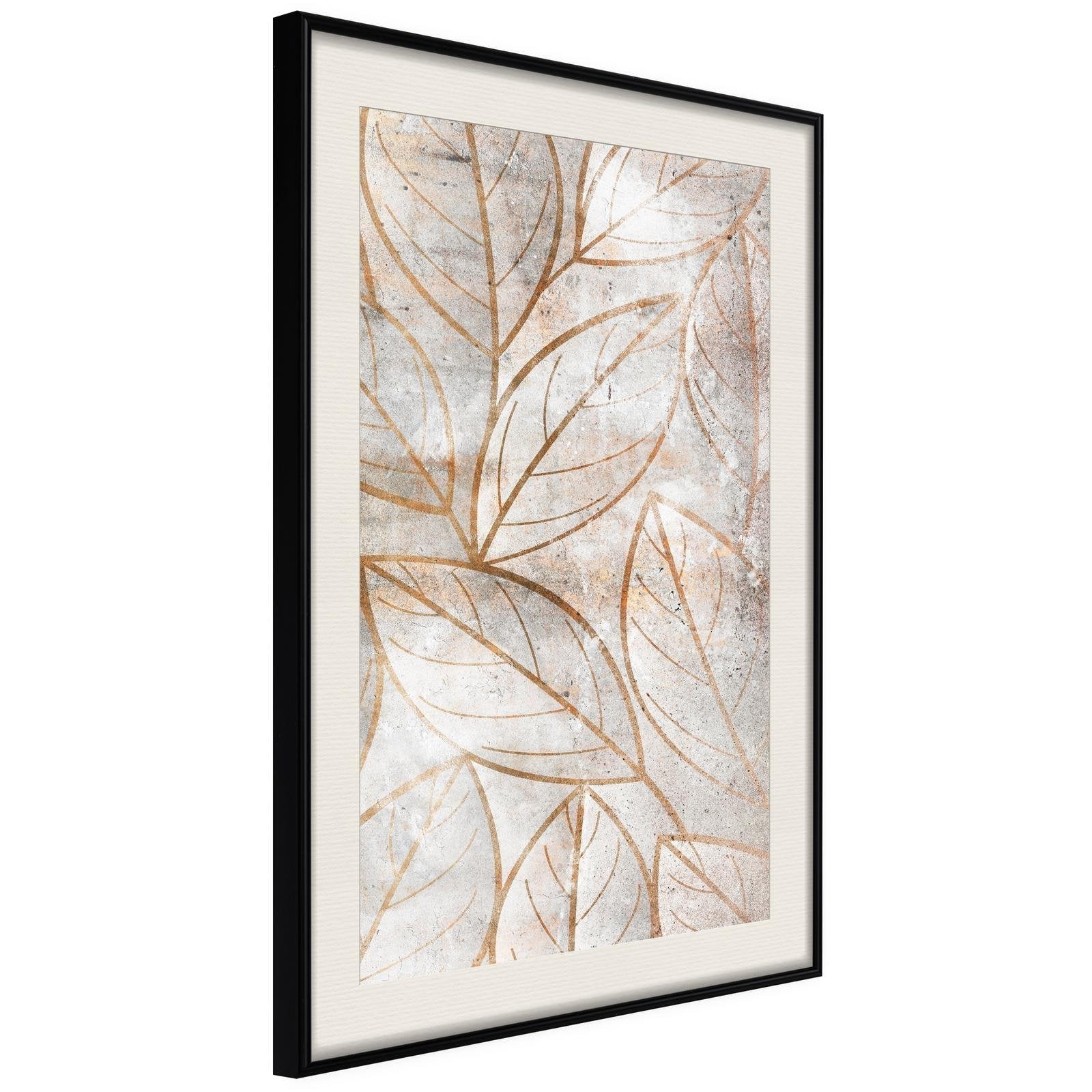 Läs mer om Inramad Poster / Tavla - Copper Leaves - 40x60 Svart ram med passepartout