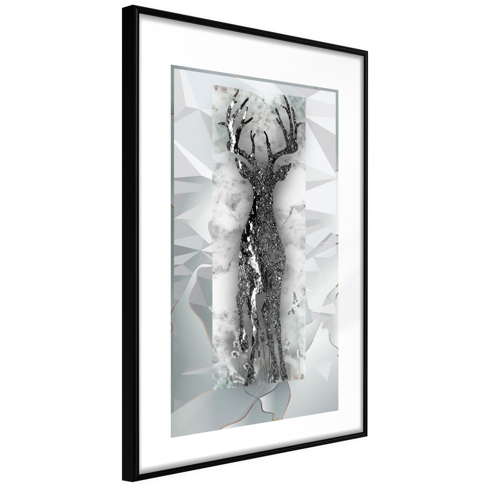 Inramad Poster / Tavla - Crystal Deer - 20x30 Svart ram