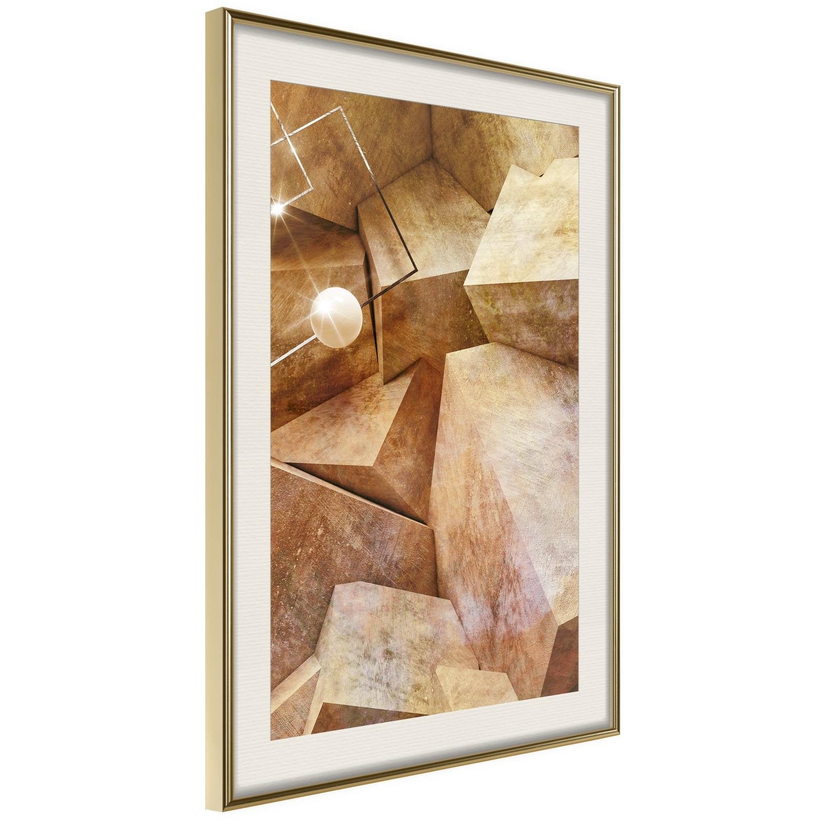 Inramad Poster / Tavla - Cubic Rocks - 20x30 Guldram med passepartout