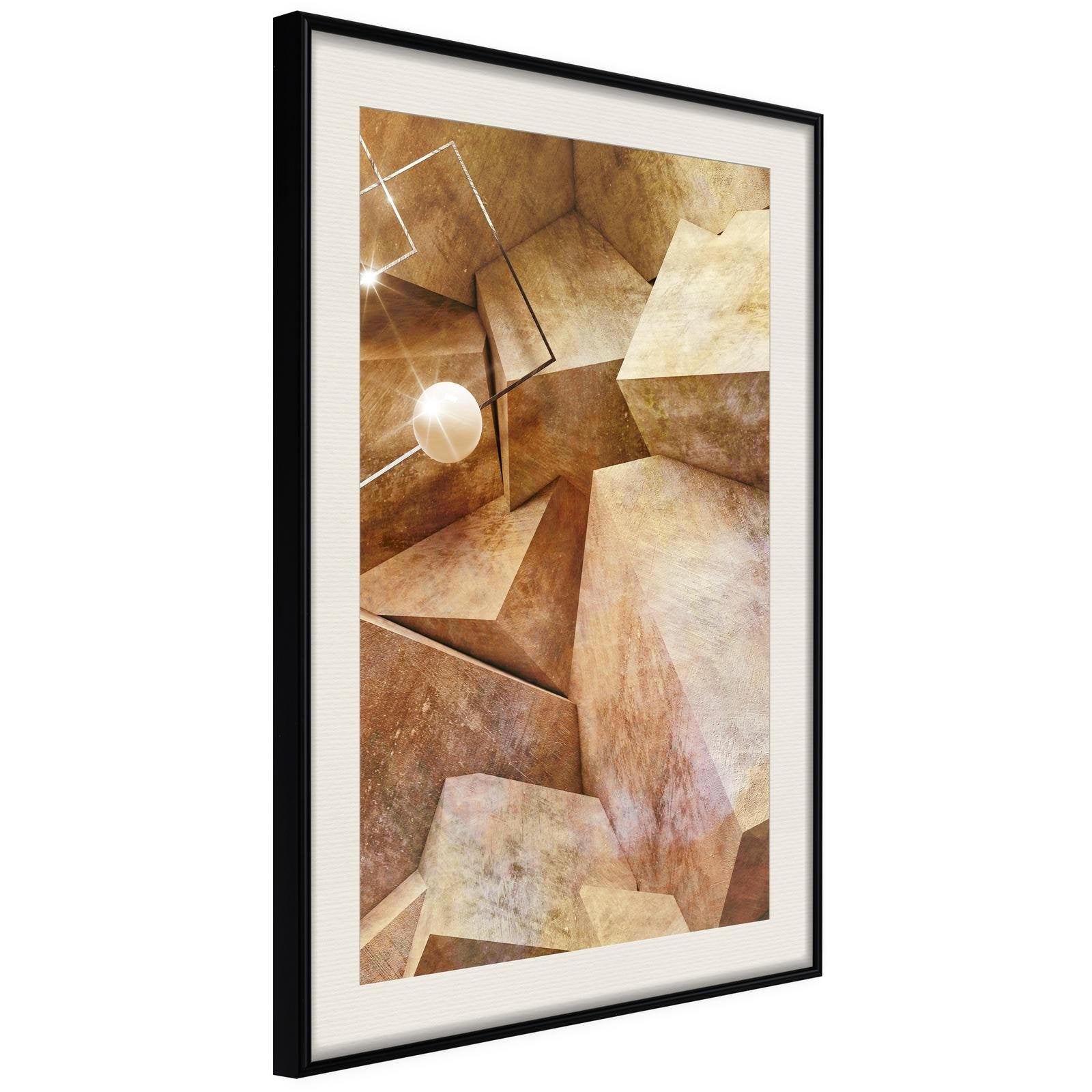 Inramad Poster / Tavla - Cubic Rocks - 30x45 Svart ram med passepartout