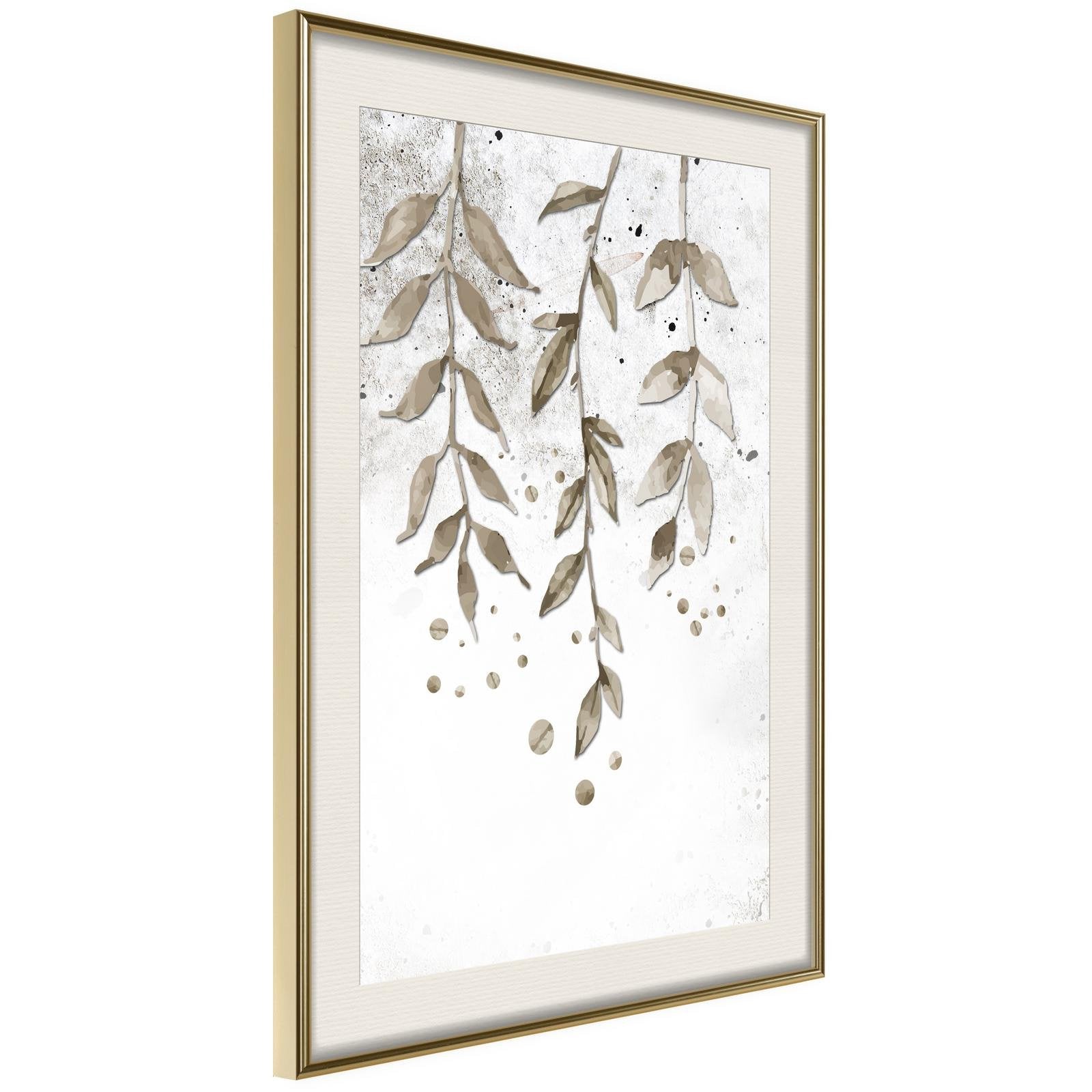Läs mer om Inramad Poster / Tavla - Curtain of Leaves - 30x45 Guldram med passepartout