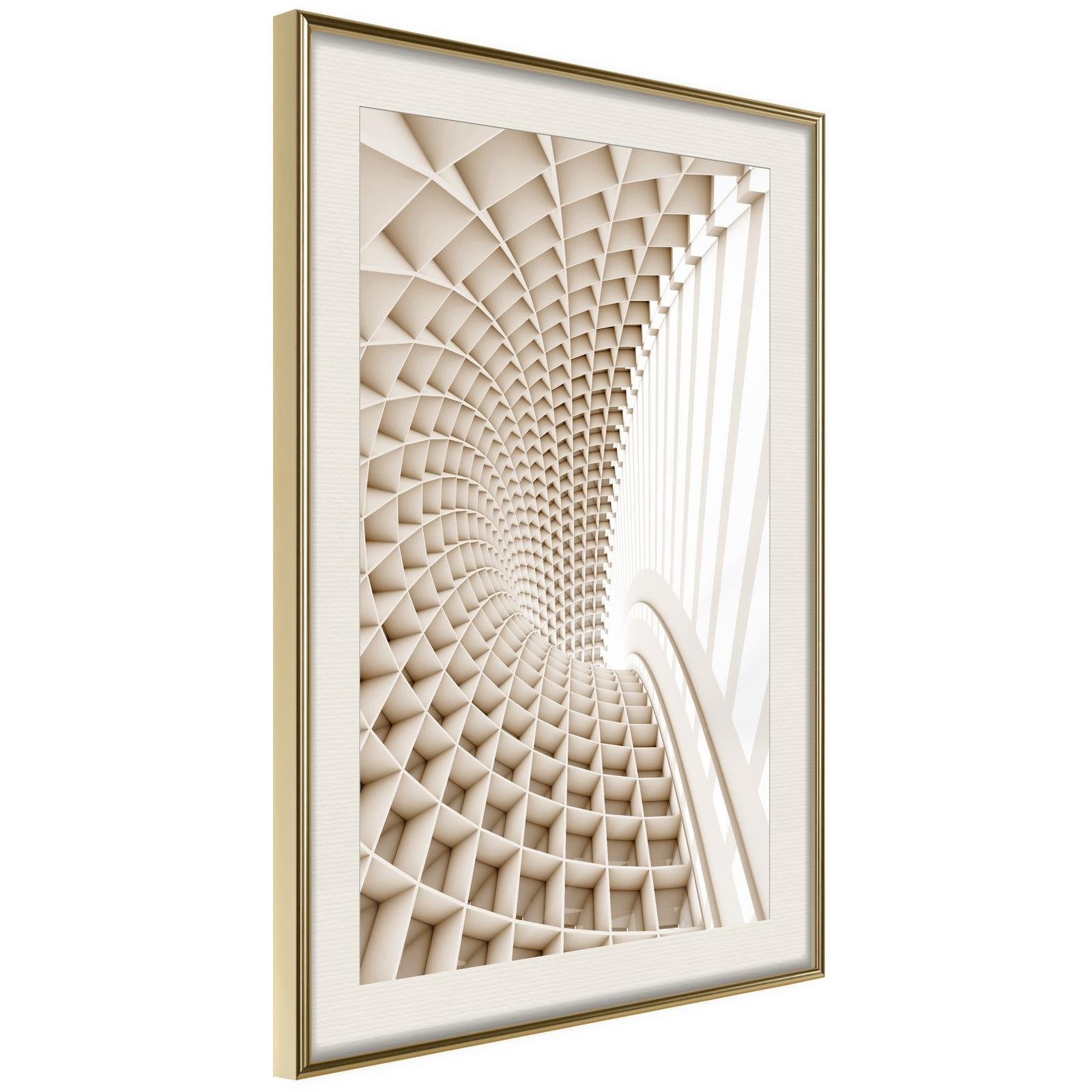 Inramad Poster / Tavla - Curved Library - 30x45 Guldram med passepartout