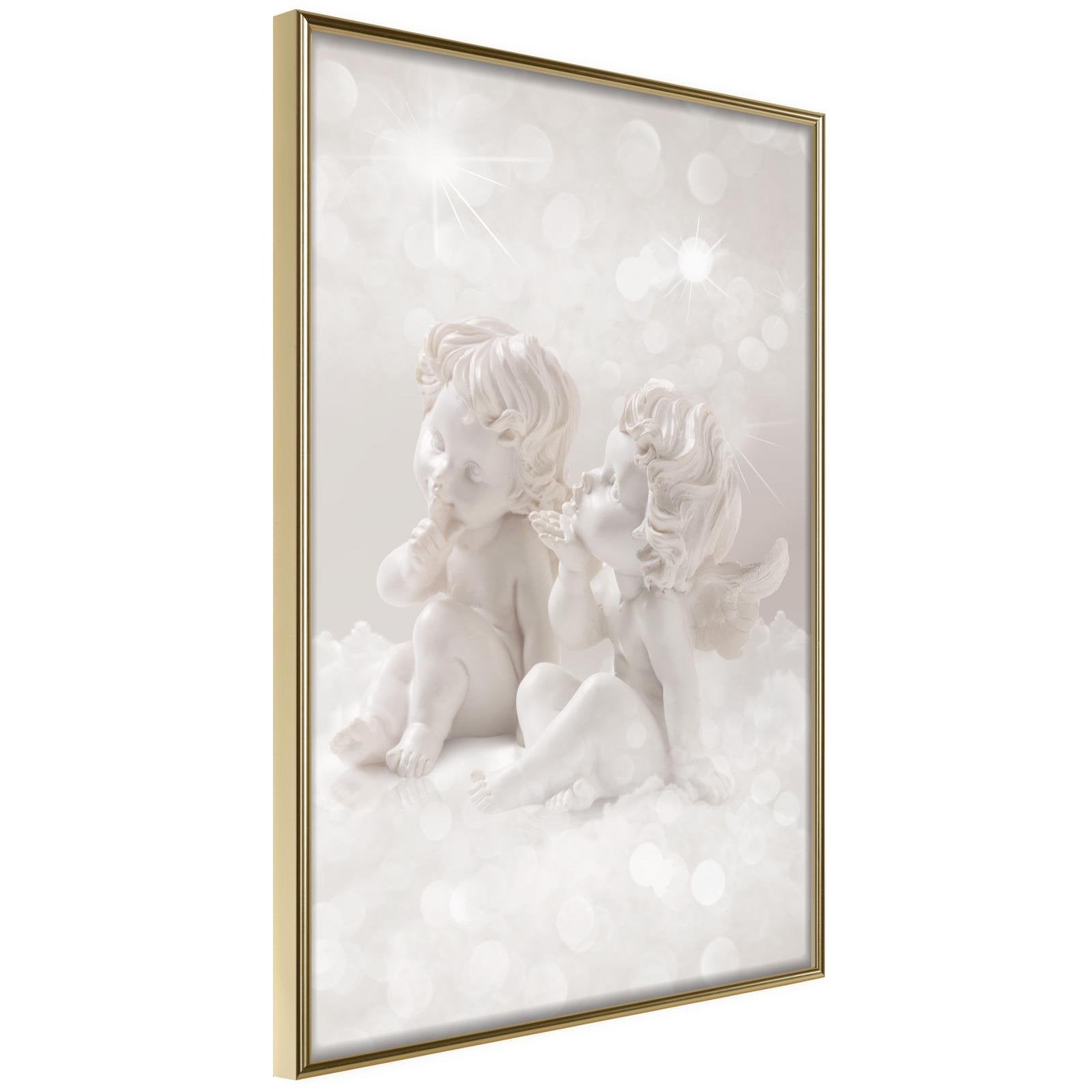 Inramad Poster / Tavla - Cute Angels - 20x30 Guldram