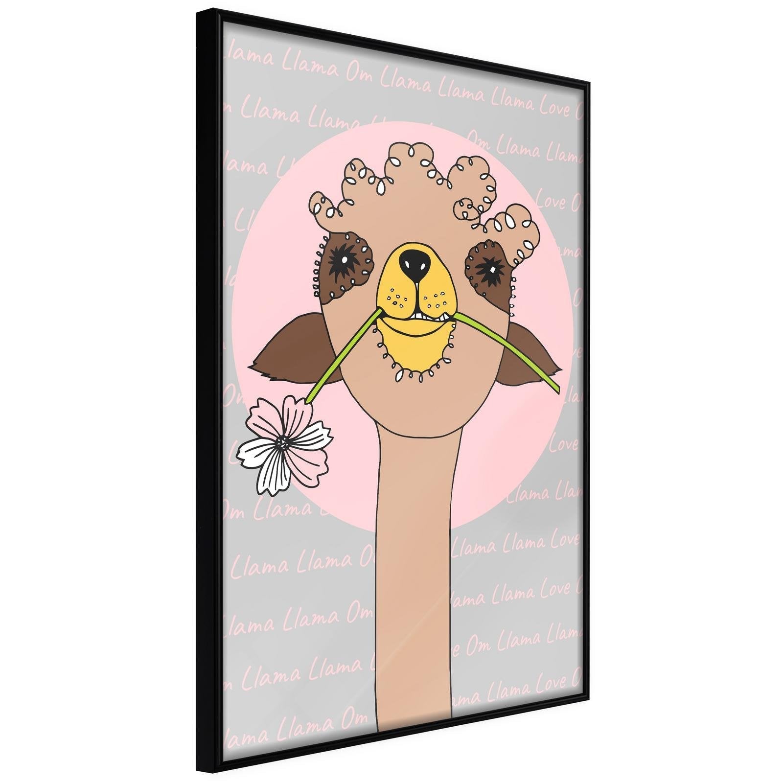 Läs mer om Inramad Poster / Tavla - Cute Llama - 30x45 Svart ram