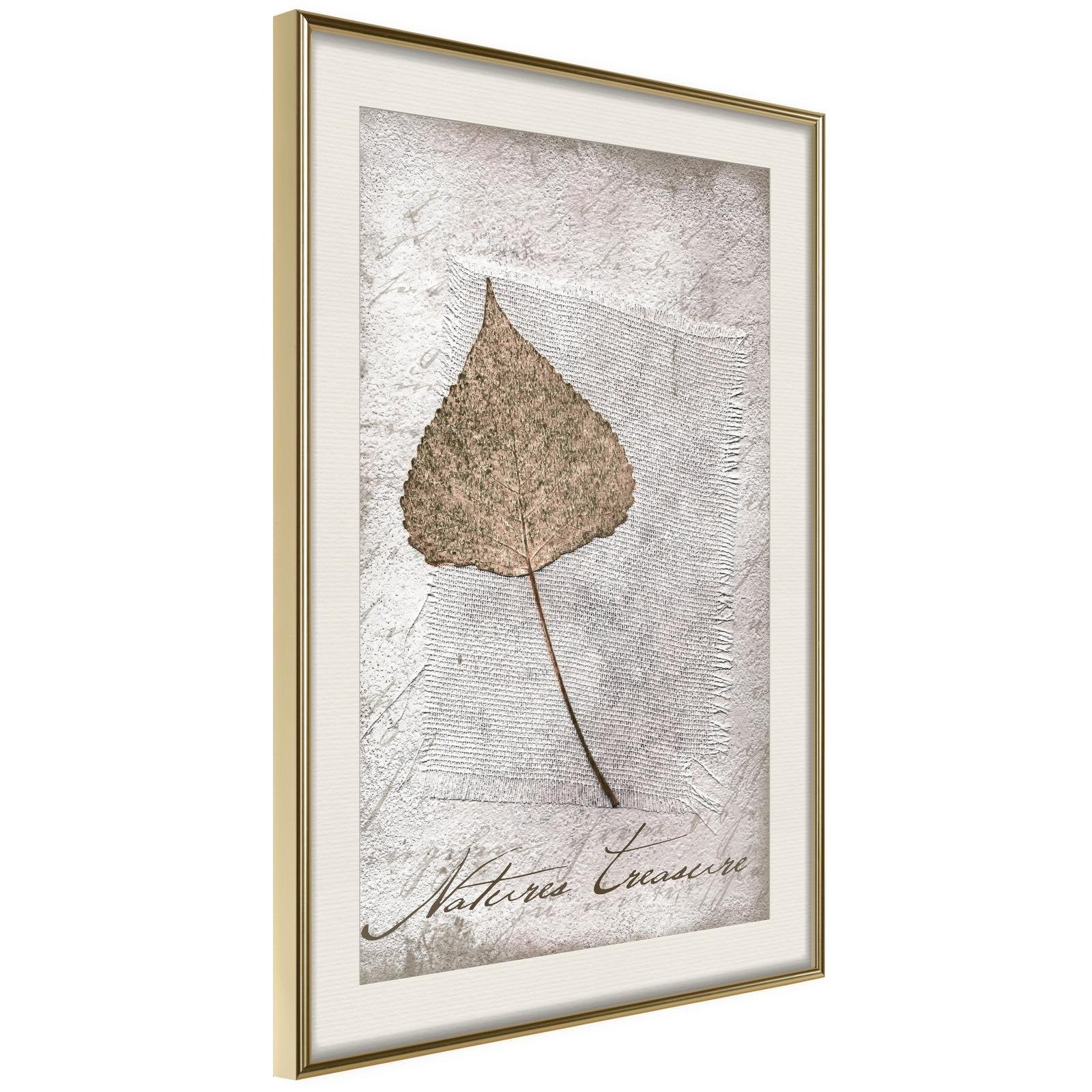 Läs mer om Inramad Poster / Tavla - Dried Leaf - 20x30 Guldram med passepartout
