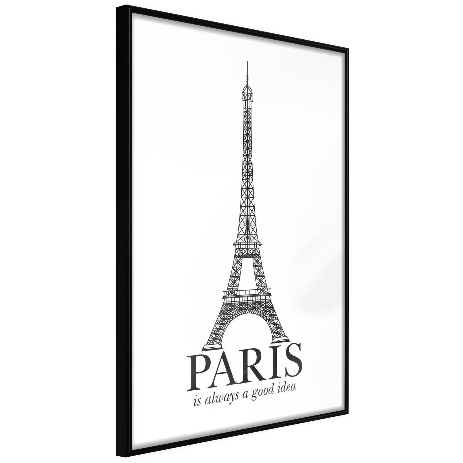 Inramad Poster / Tavla - Eiffel Tower - 30x45 Svart ram