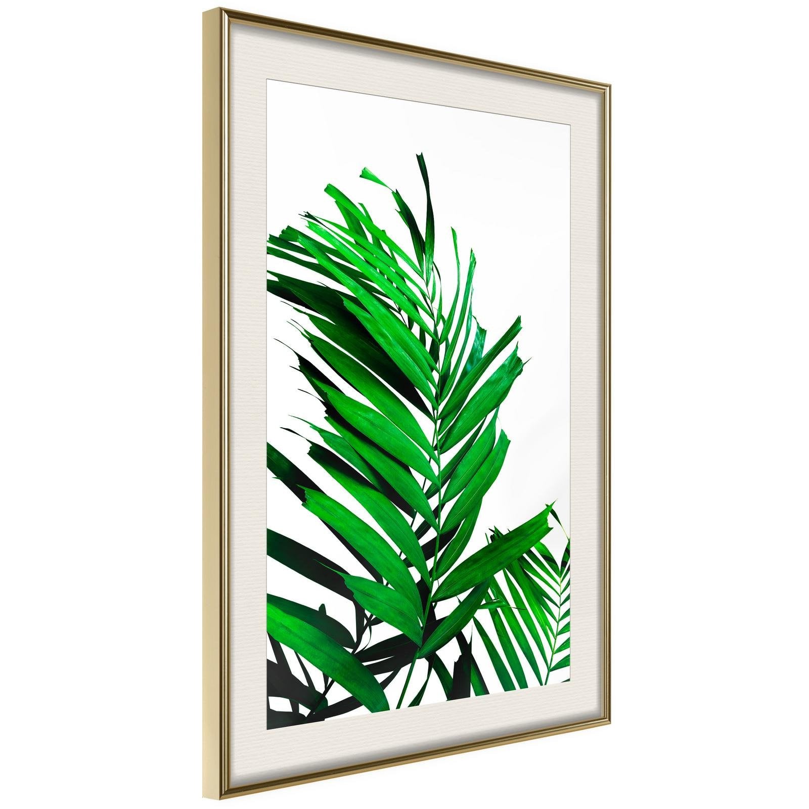 Läs mer om Inramad Poster / Tavla - Emerald Palm - 40x60 Guldram med passepartout