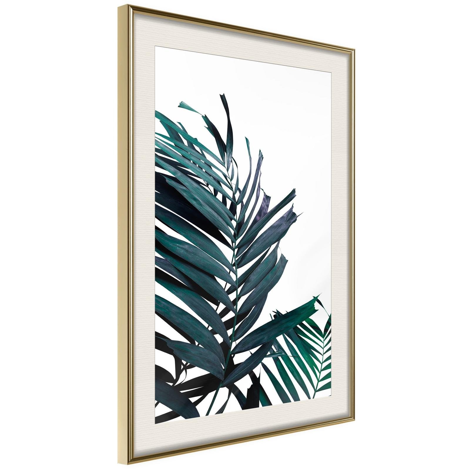 Läs mer om Inramad Poster / Tavla - Evergreen Palm Leaves - 30x45 Guldram med passepartout