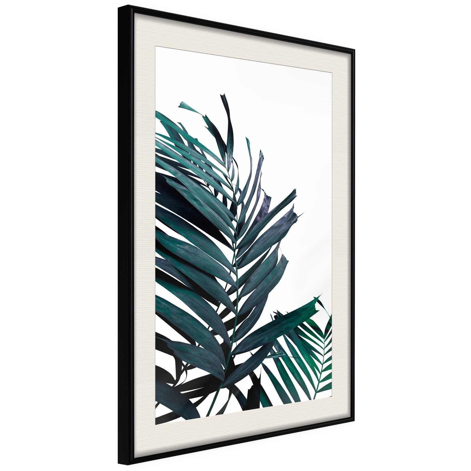 Läs mer om Inramad Poster / Tavla - Evergreen Palm Leaves - 30x45 Svart ram med passepartout