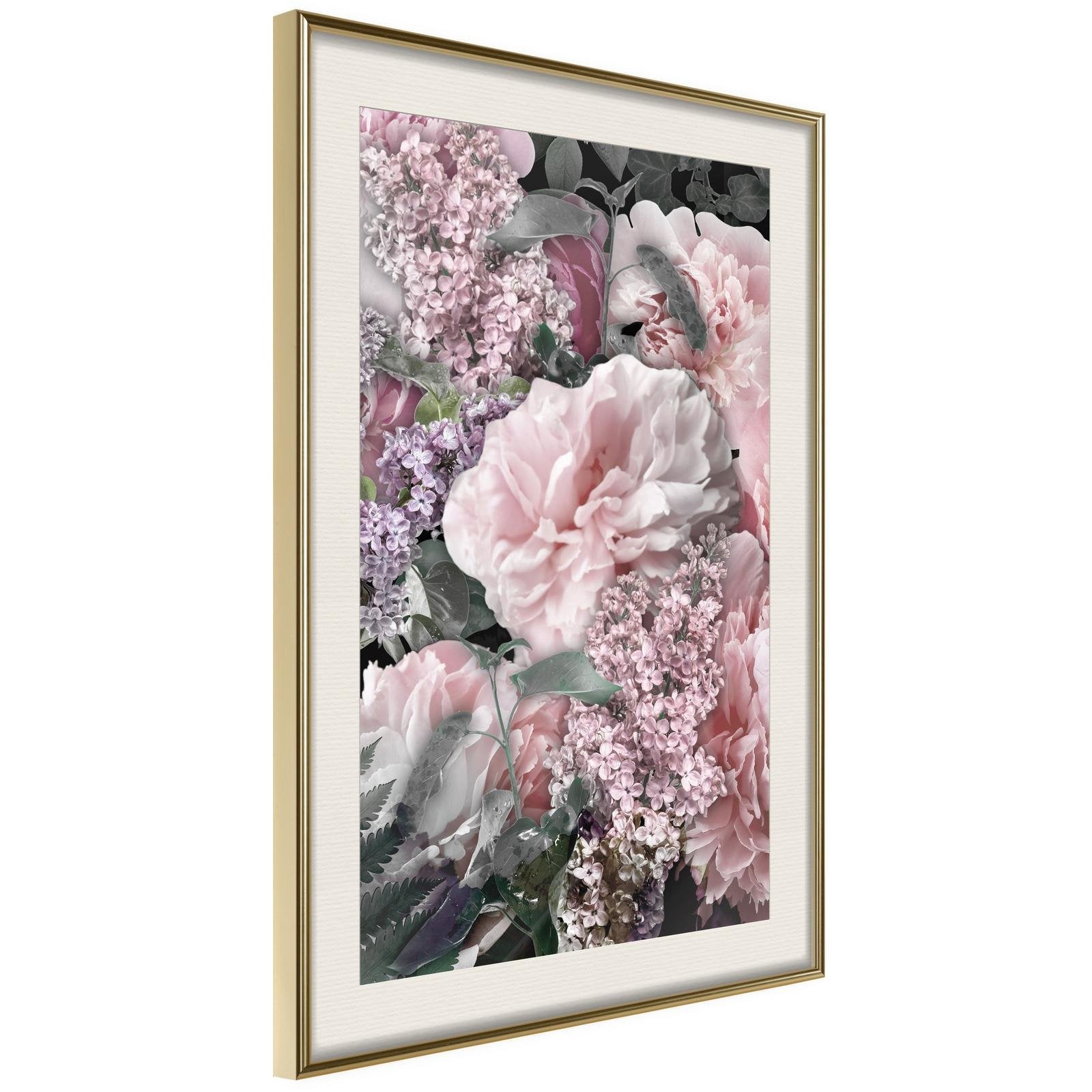 Läs mer om Inramad Poster / Tavla - Floral Life - 40x60 Guldram med passepartout