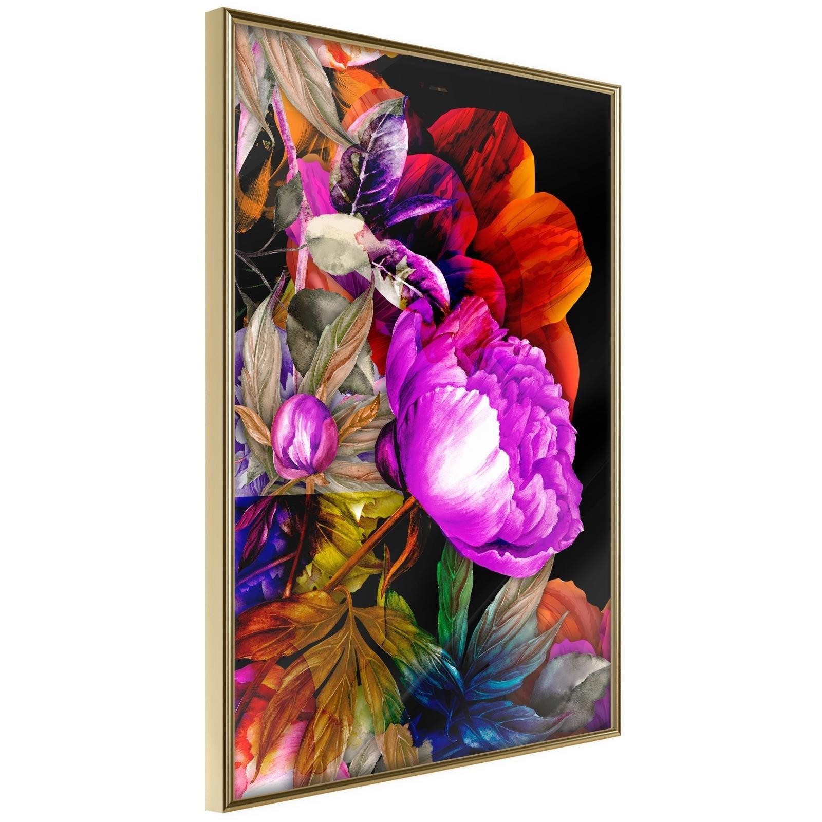 Läs mer om Inramad Poster / Tavla - Flower Sonata - 40x60 Guldram