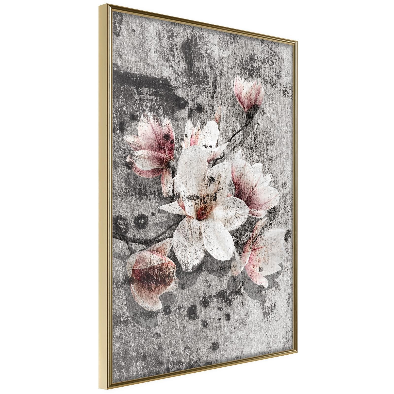 Läs mer om Inramad Poster / Tavla - Flowers on Concrete - 30x45 Guldram