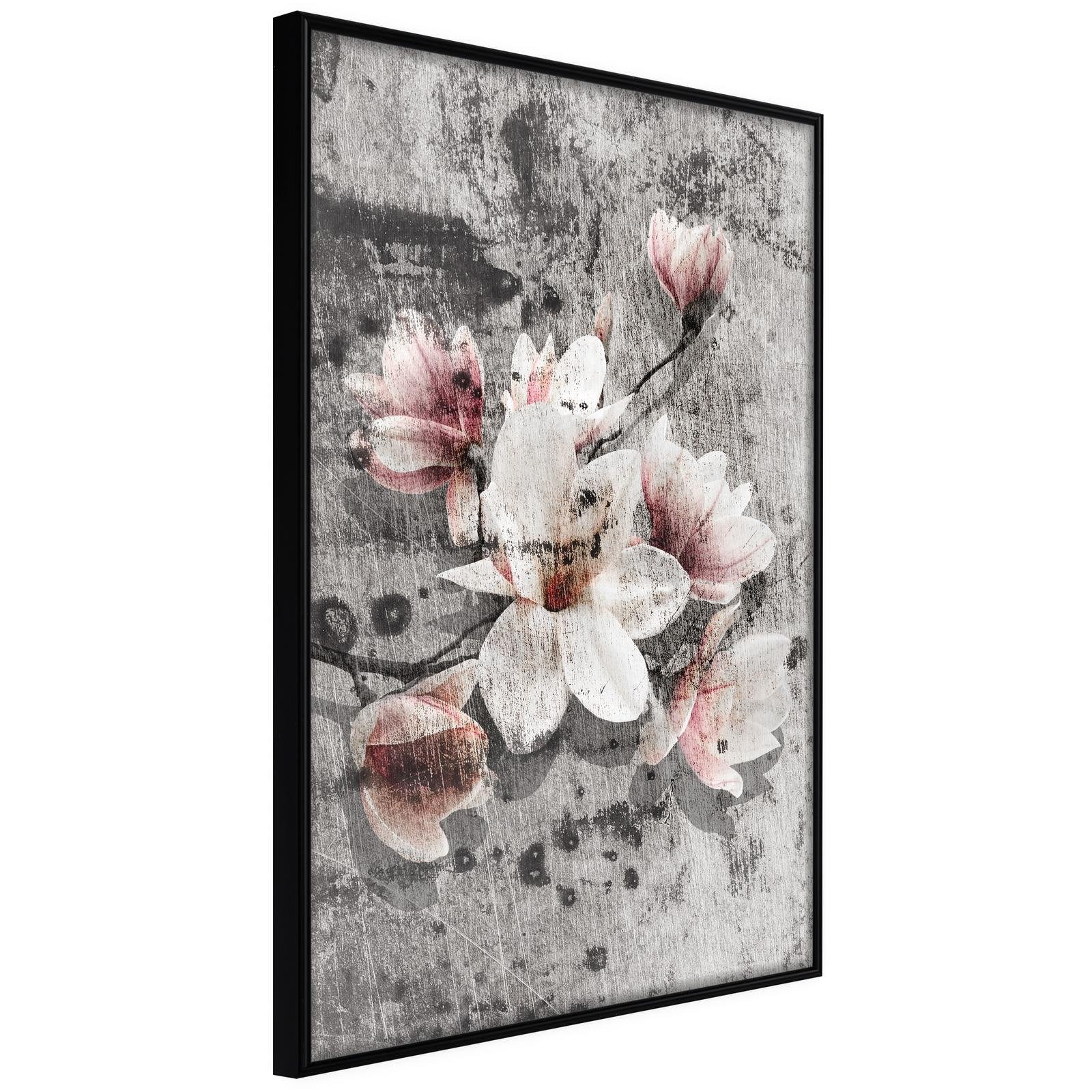 Läs mer om Inramad Poster / Tavla - Flowers on Concrete - 40x60 Svart ram