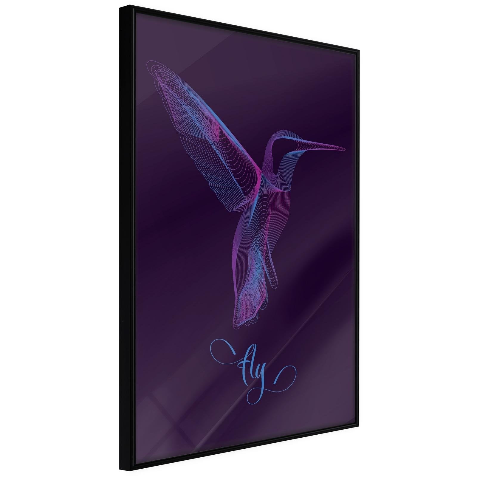 Inramad Poster / Tavla - Fluorescent Hummingbird - 30x45 Svart ram