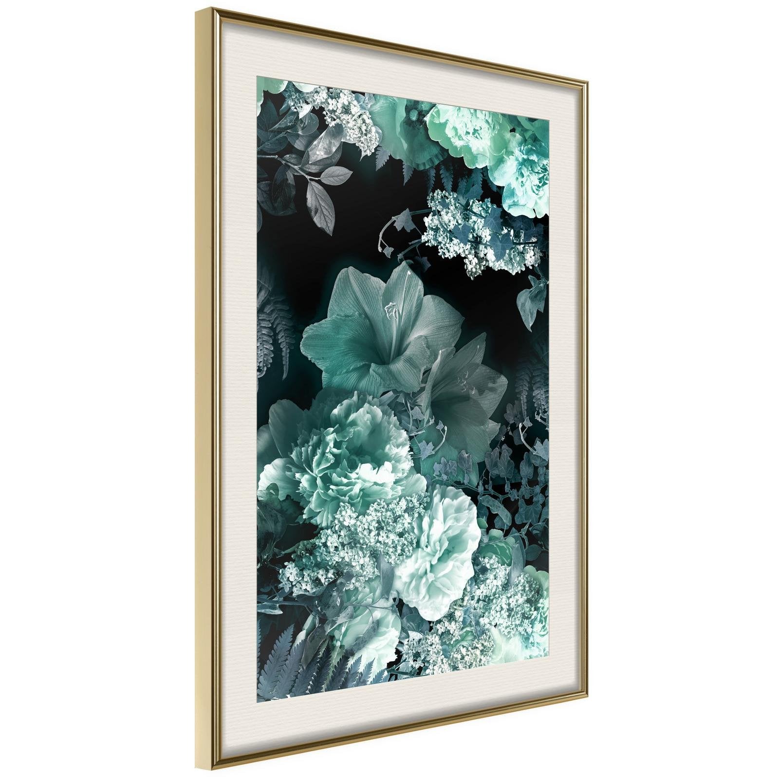 Inramad Poster / Tavla - Frosty Bouquet - 40x60 Guldram med passepartout