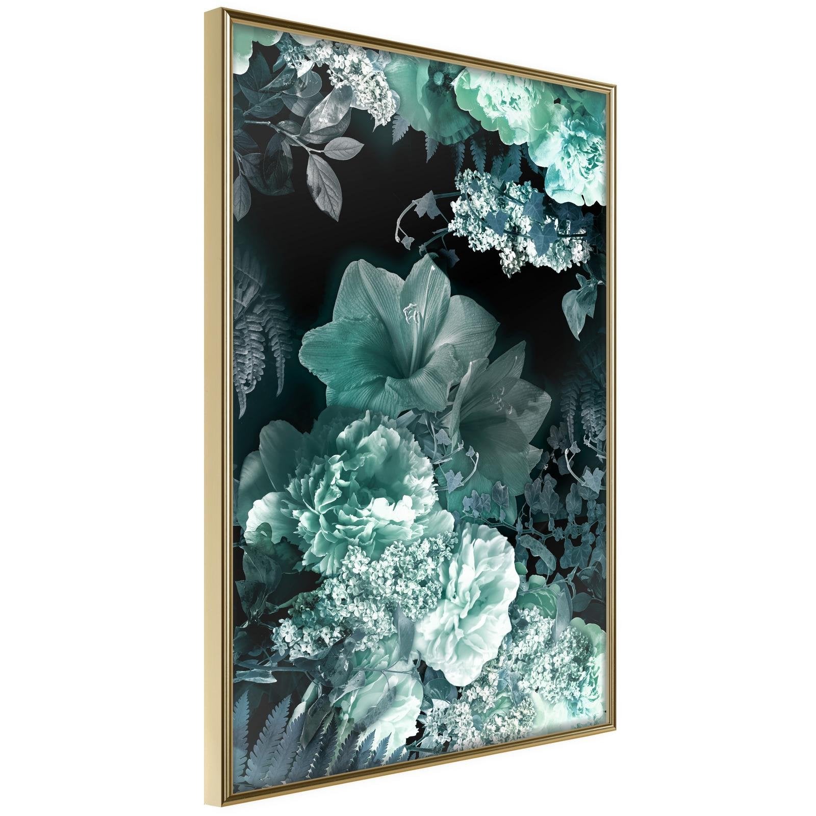 Inramad Poster / Tavla - Frosty Bouquet - 20x30 Guldram