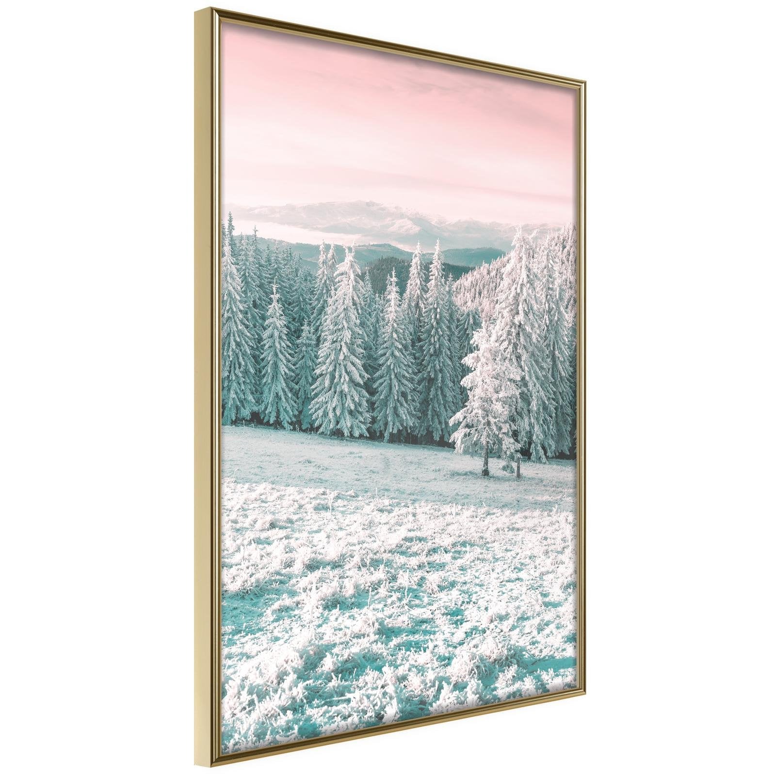 Läs mer om Inramad Poster / Tavla - Frosty Landscape - 40x60 Guldram