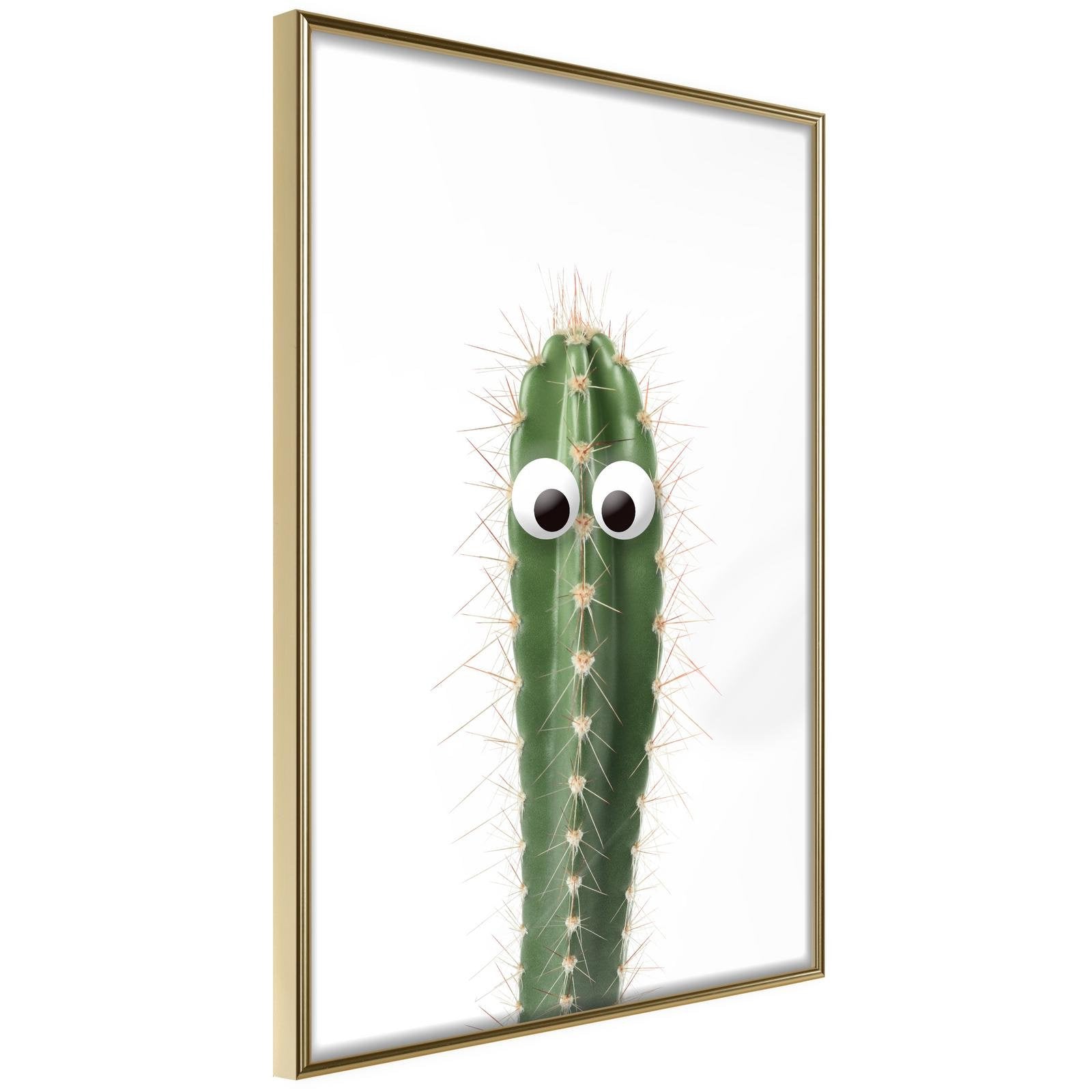 Inramad Poster / Tavla - Funny Cactus I - 40x60 Guldram