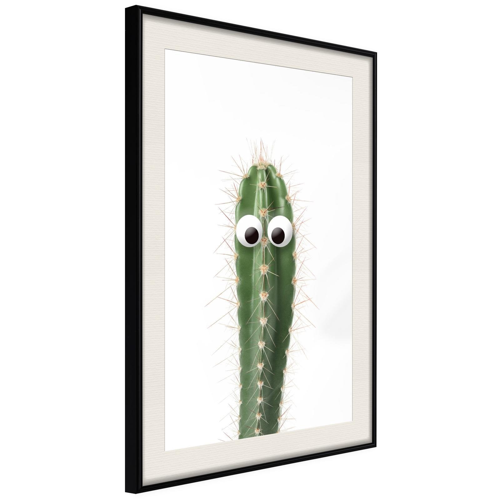 Inramad Poster / Tavla - Funny Cactus I - 40x60 Svart ram med passepartout