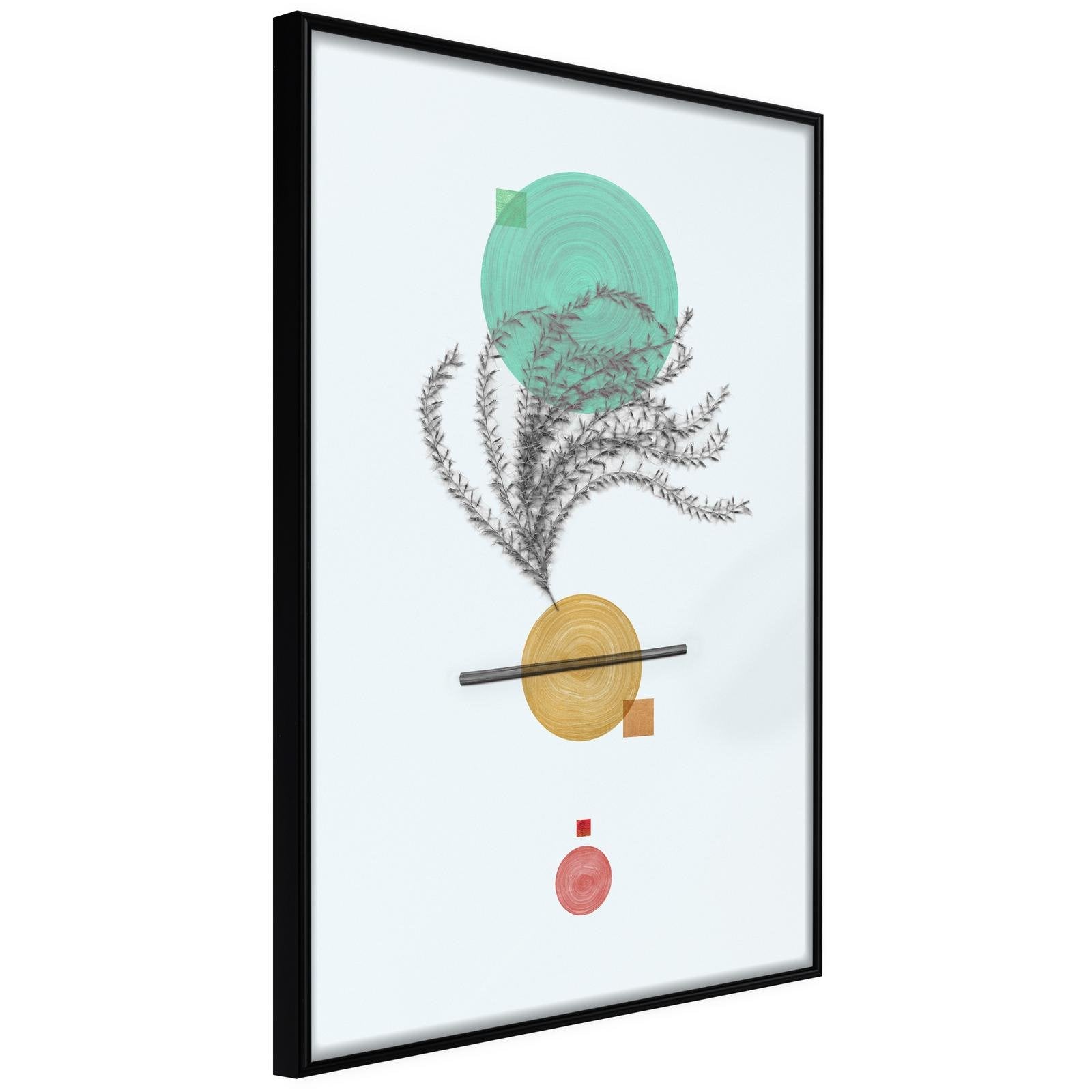Läs mer om Inramad Poster / Tavla - Geometric Installation with a Plant - 20x30 Svart ram