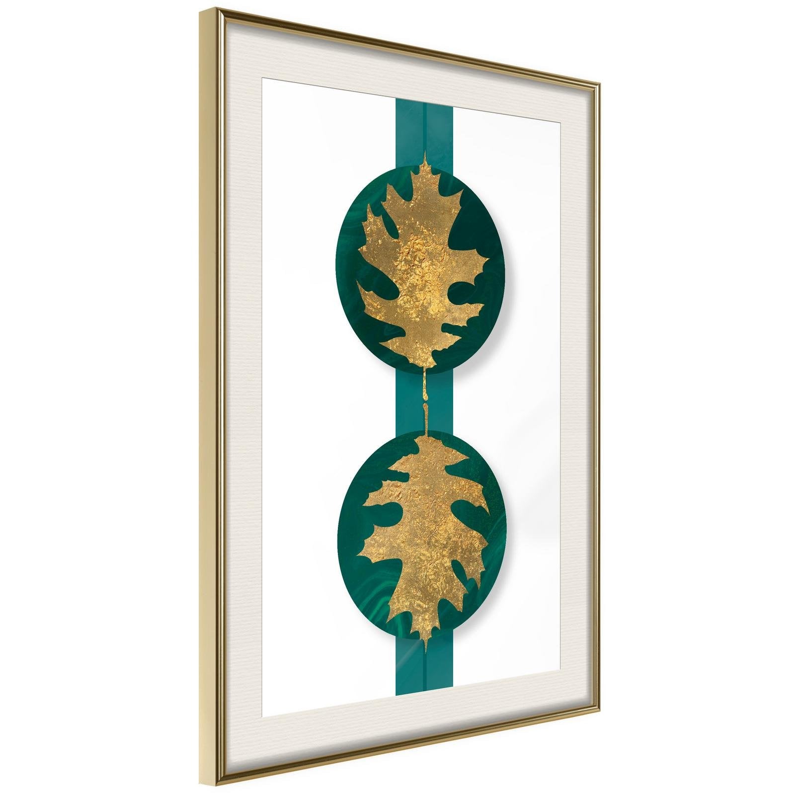 Inramad Poster / Tavla - Gilded Oak Leaves - 20x30 Svart ram