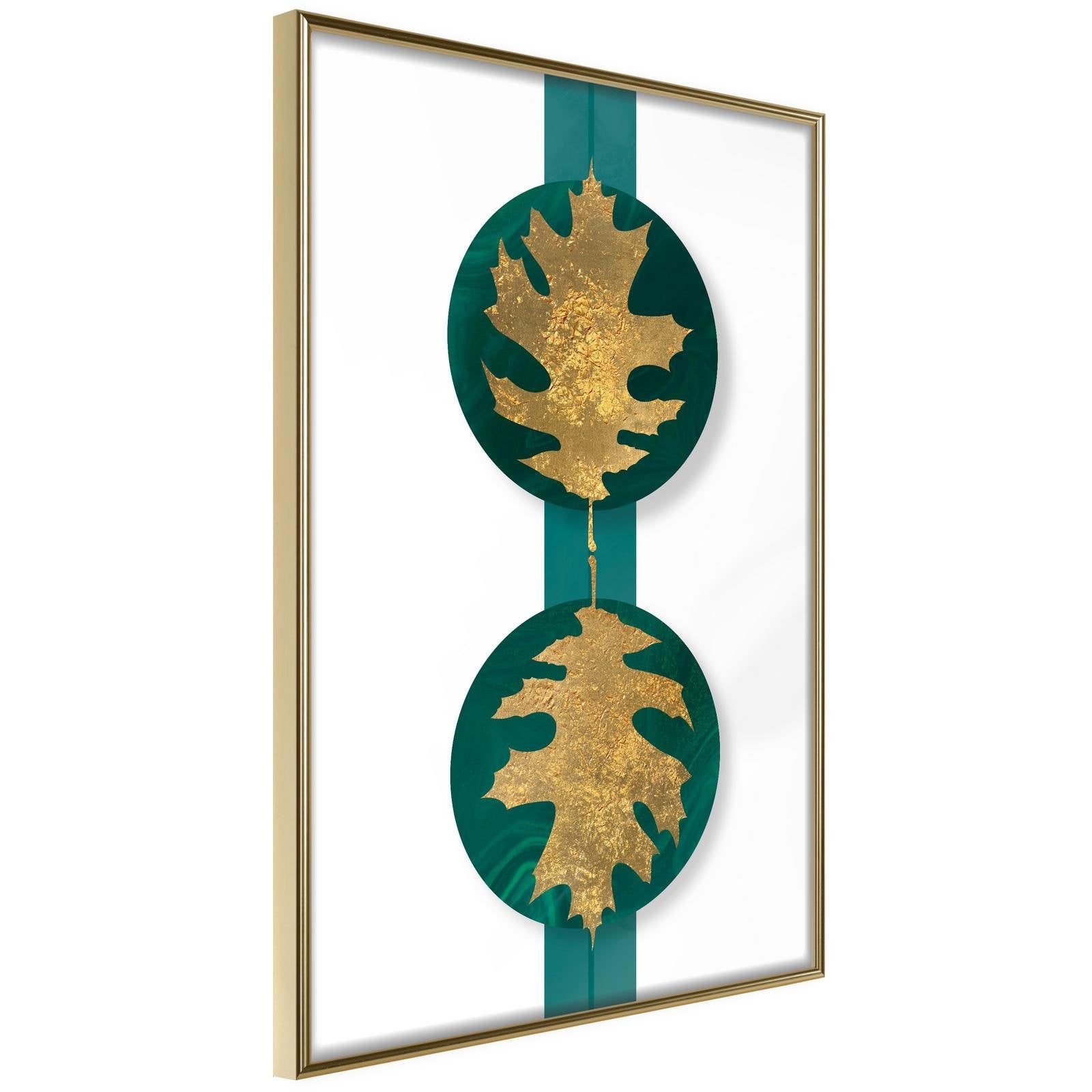Läs mer om Inramad Poster / Tavla - Gilded Oak Leaves - 20x30 Guldram