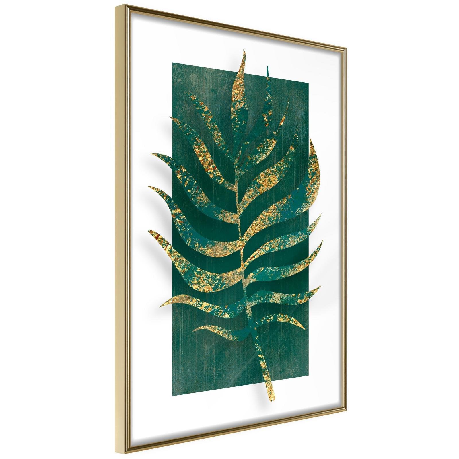 Läs mer om Inramad Poster / Tavla - Gilded Palm Leaf - 40x60 Guldram