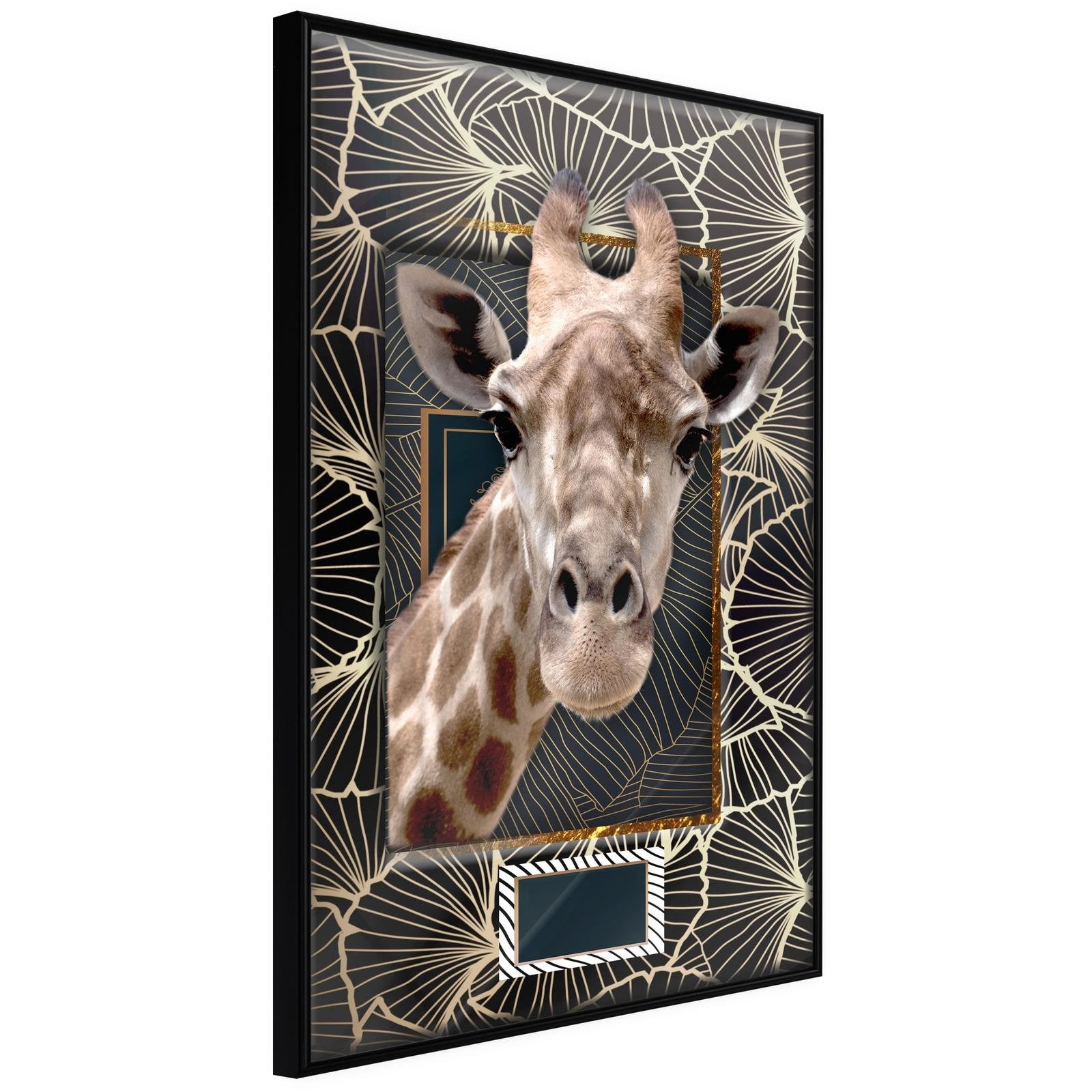 Inramad Poster / Tavla - Giraffe in the Frame - 40x60 Svart ram