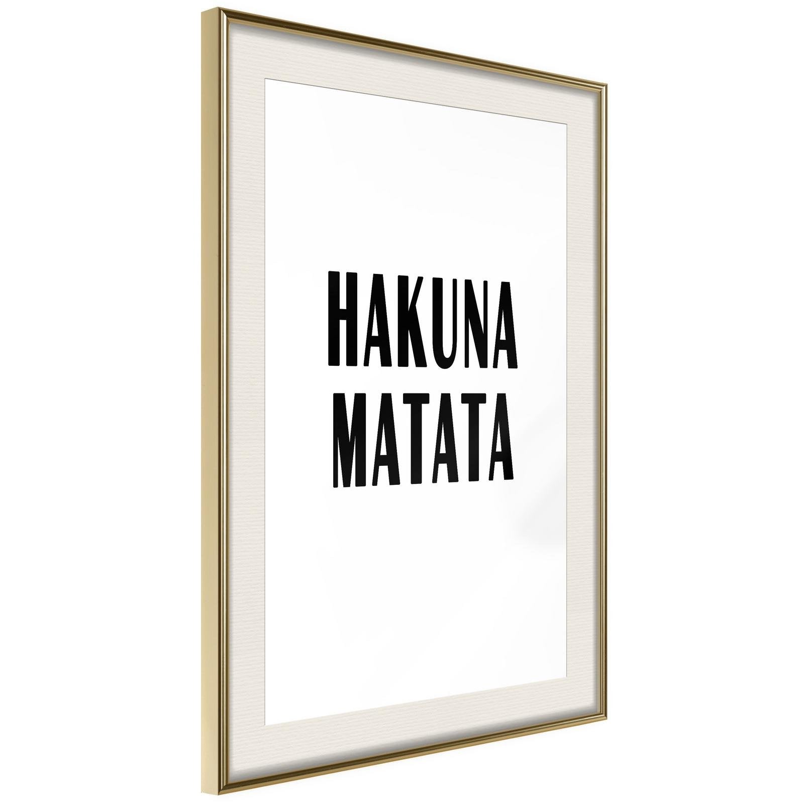 Läs mer om Inramad Poster / Tavla - Hakuna Matata - 40x60 Guldram med passepartout