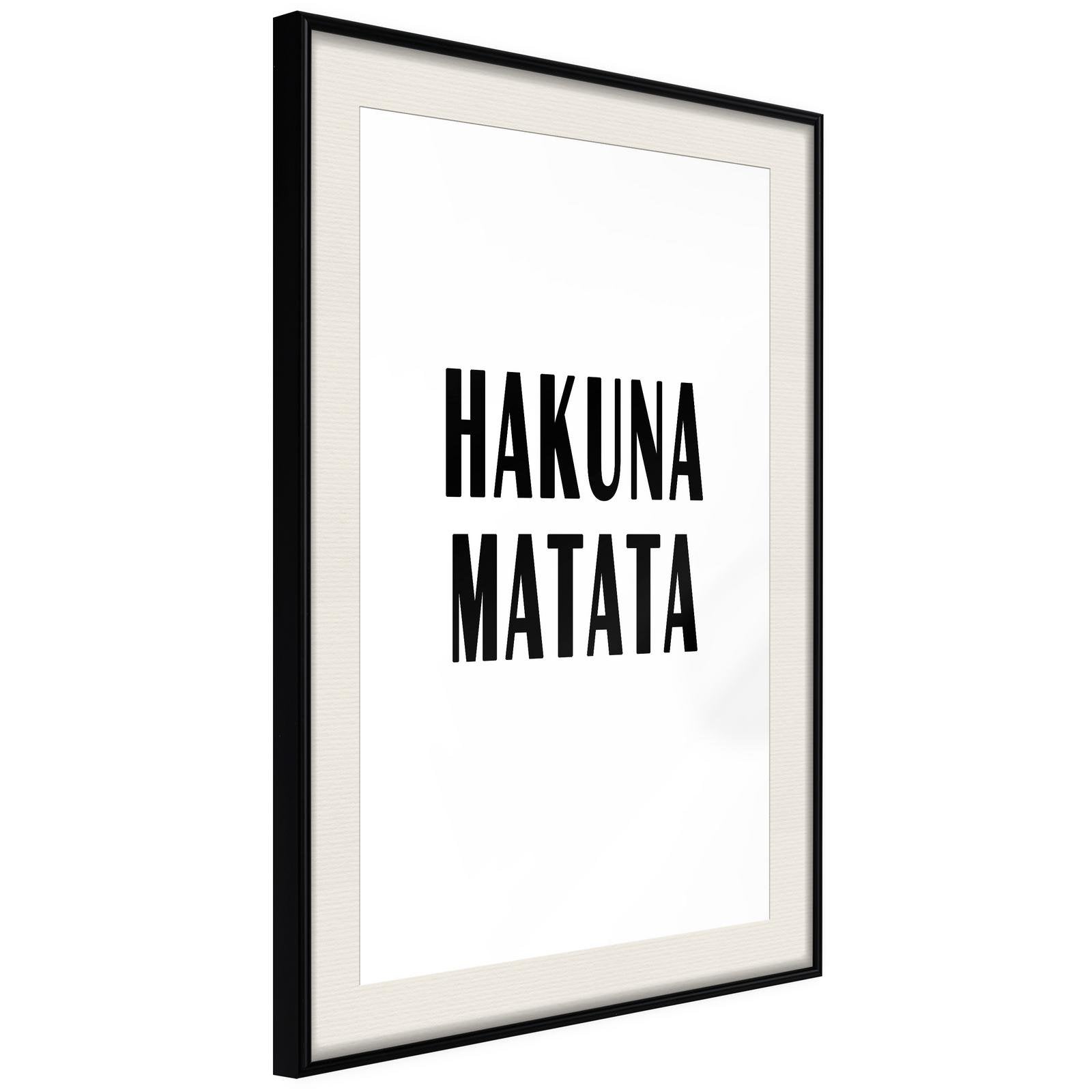Läs mer om Inramad Poster / Tavla - Hakuna Matata - 40x60 Svart ram med passepartout
