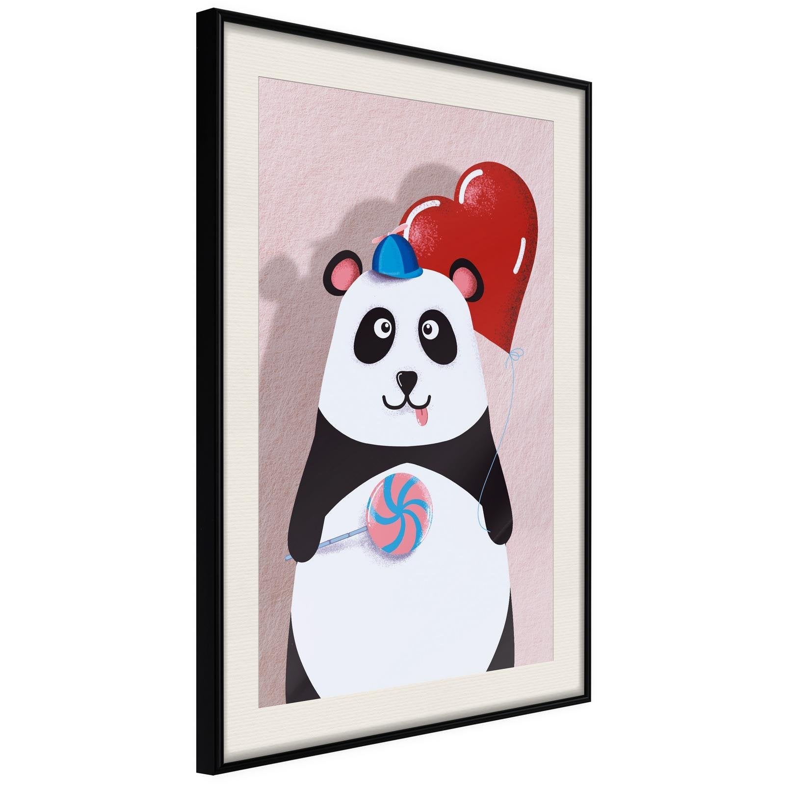 Läs mer om Inramad Poster / Tavla - Happy Panda - 20x30 Svart ram med passepartout