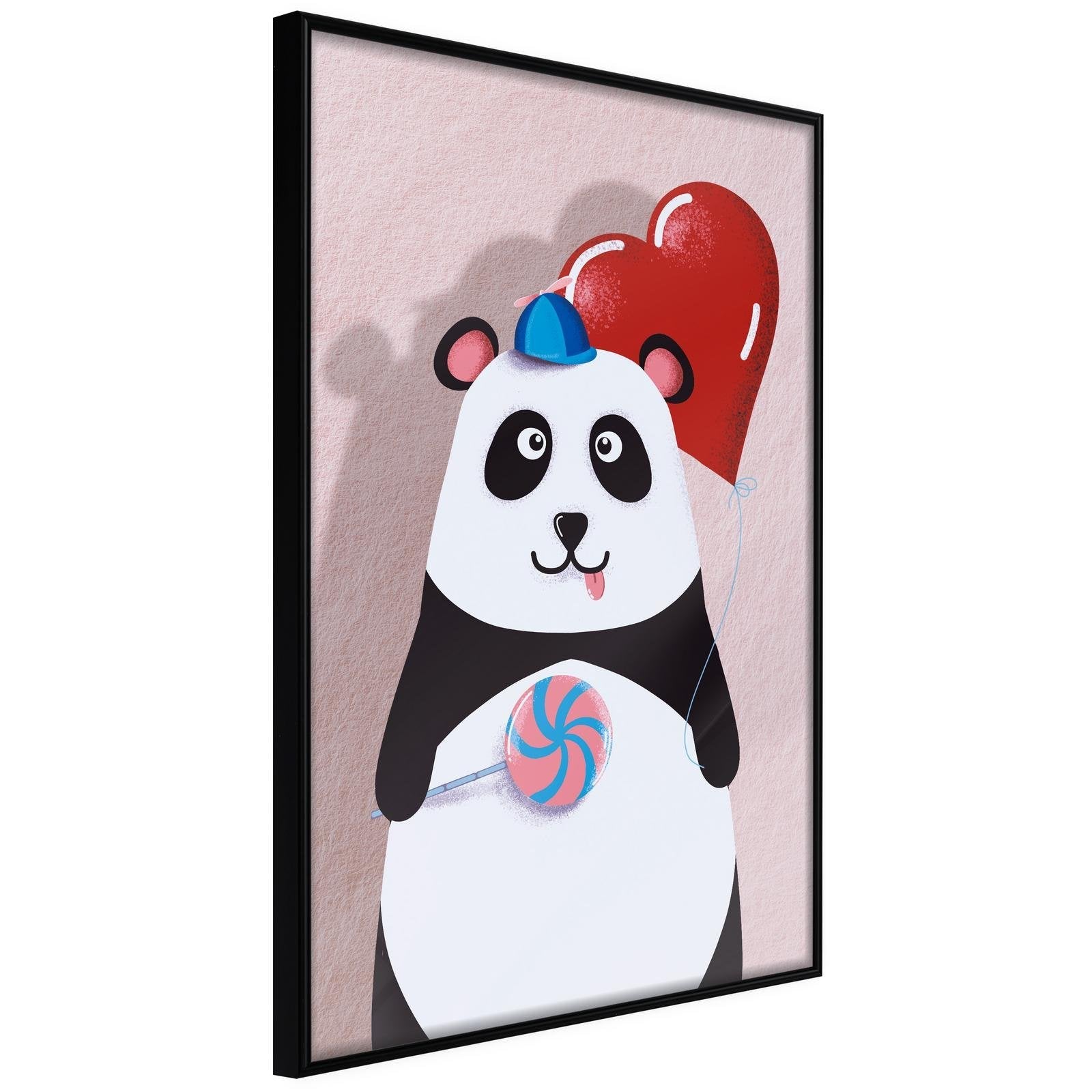 Inramad Poster / Tavla - Happy Panda - 30x45 Svart ram