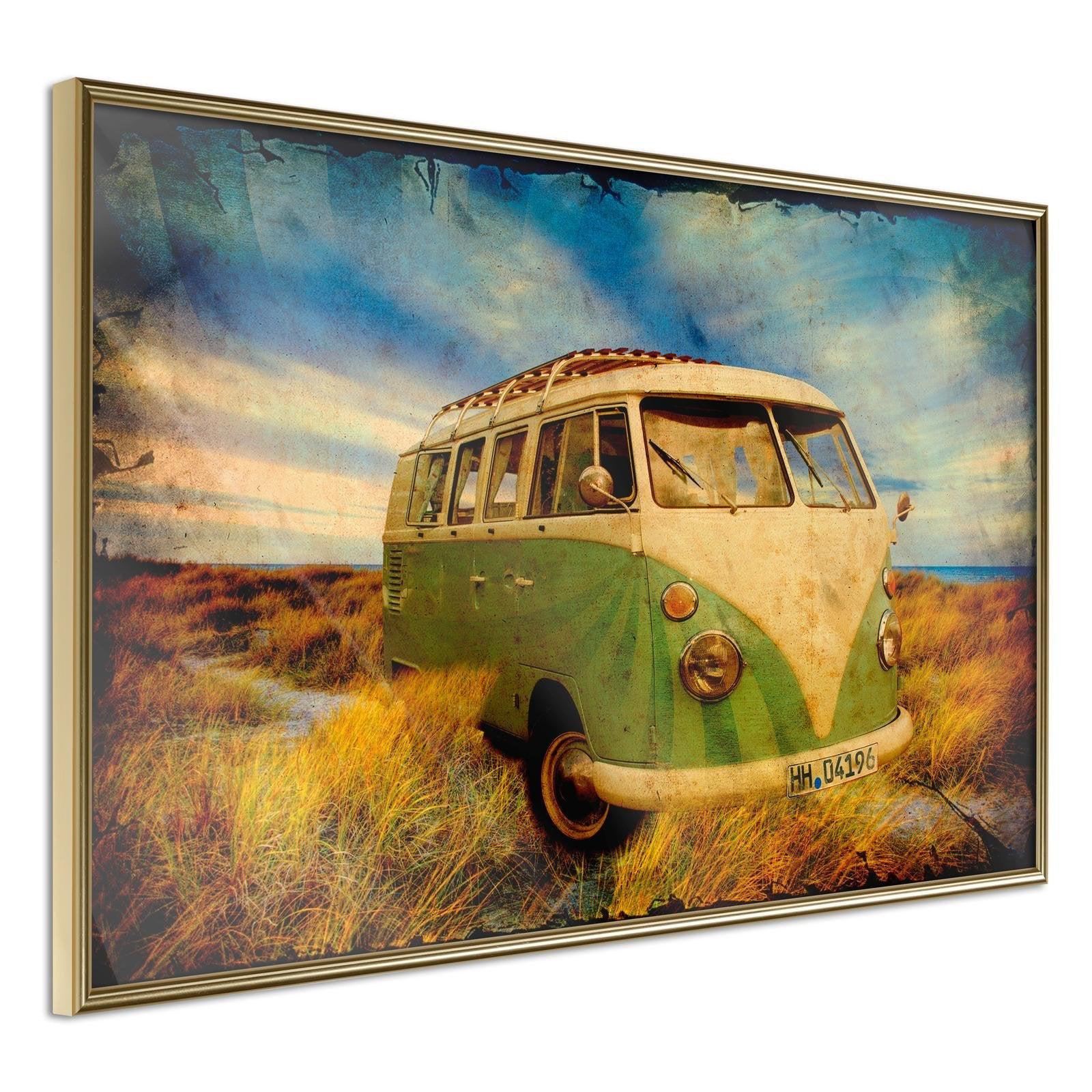 Läs mer om Inramad Poster / Tavla - Hippie Van I - 60x40 Guldram