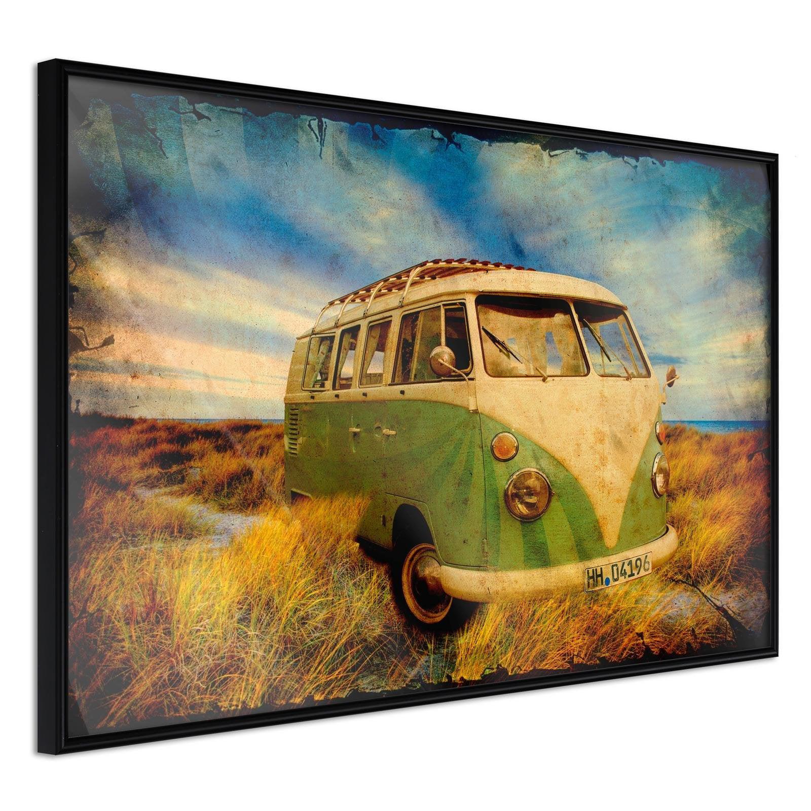 Läs mer om Inramad Poster / Tavla - Hippie Van I - 45x30 Svart ram