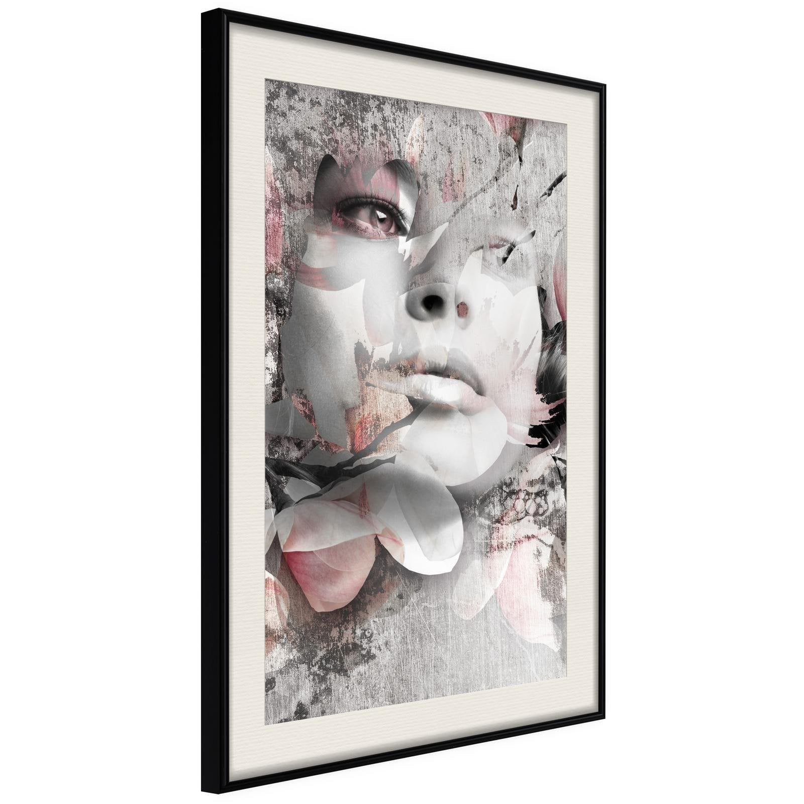 Inramad Poster / Tavla - Lady in the Flowers - 40x60 Svart ram med passepartout