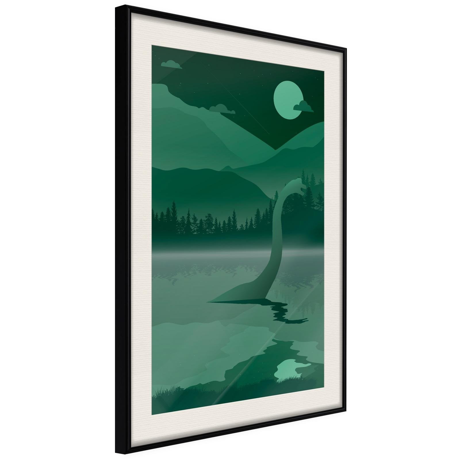 Läs mer om Inramad Poster / Tavla - Loch Ness [Poster] - 20x30 Svart ram med passepartout