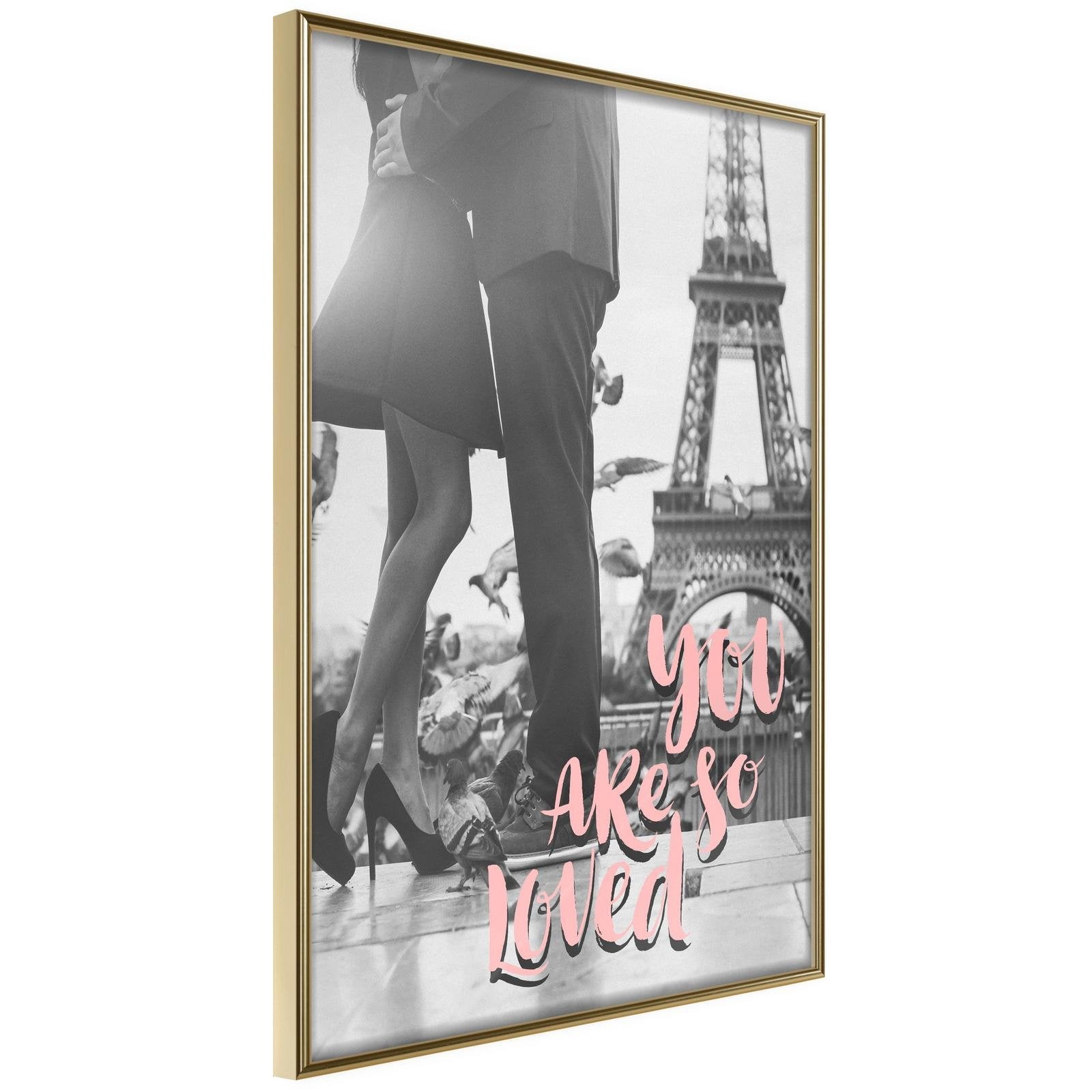 Läs mer om Inramad Poster / Tavla - Love in Paris - 40x60 Guldram