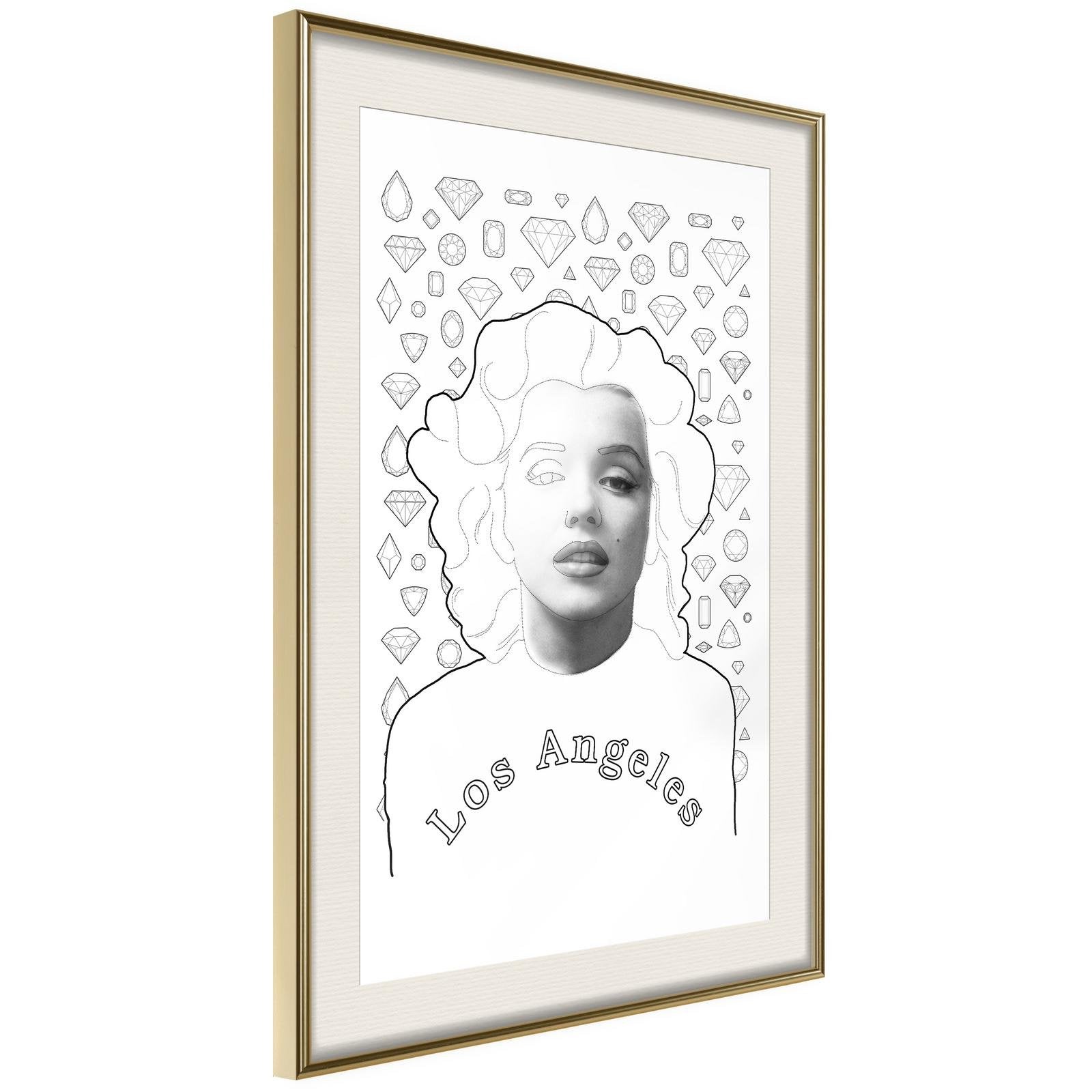 Läs mer om Inramad Poster / Tavla - Marilyn in Los Angeles - 20x30 Guldram med passepartout