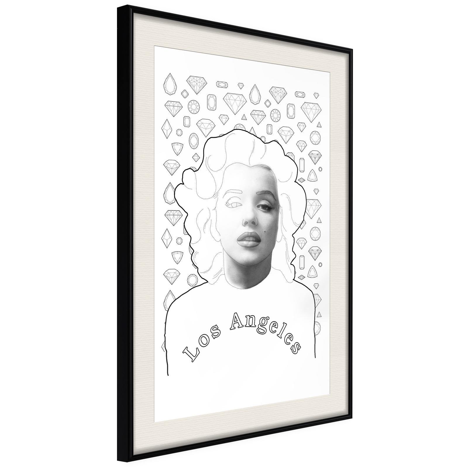 Läs mer om Inramad Poster / Tavla - Marilyn in Los Angeles - 20x30 Svart ram med passepartout