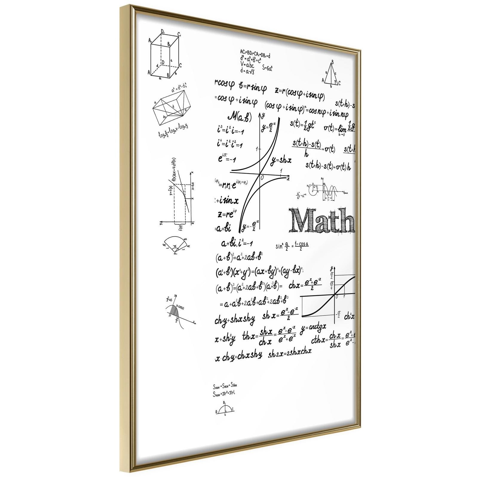 Läs mer om Inramad Poster / Tavla - Math Formulas - 20x30 Guldram
