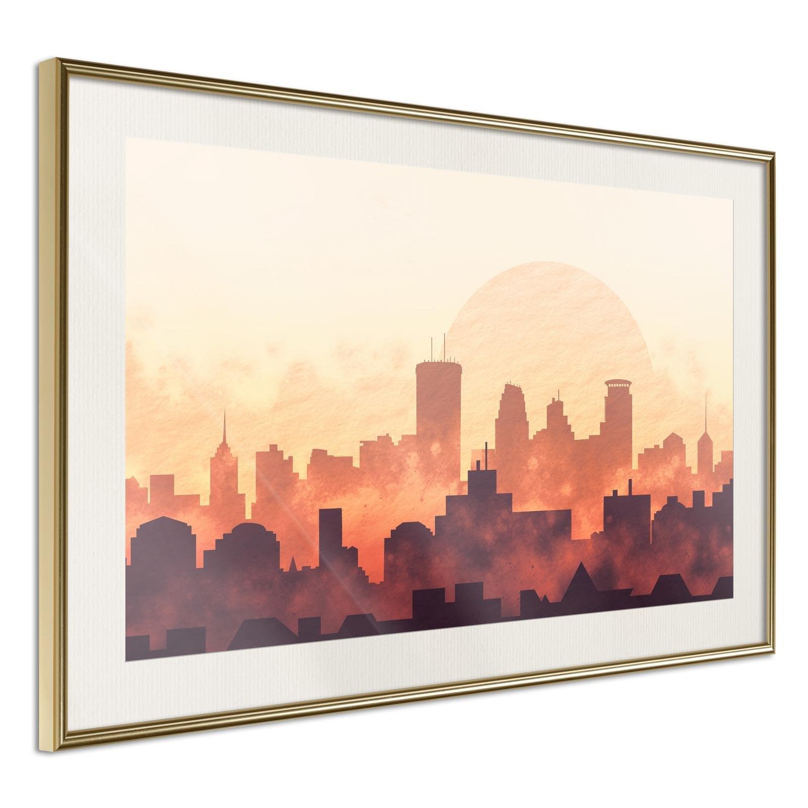 Läs mer om Inramad Poster / Tavla - Melancholy of Sunset - 60x40 Guldram med passepartout