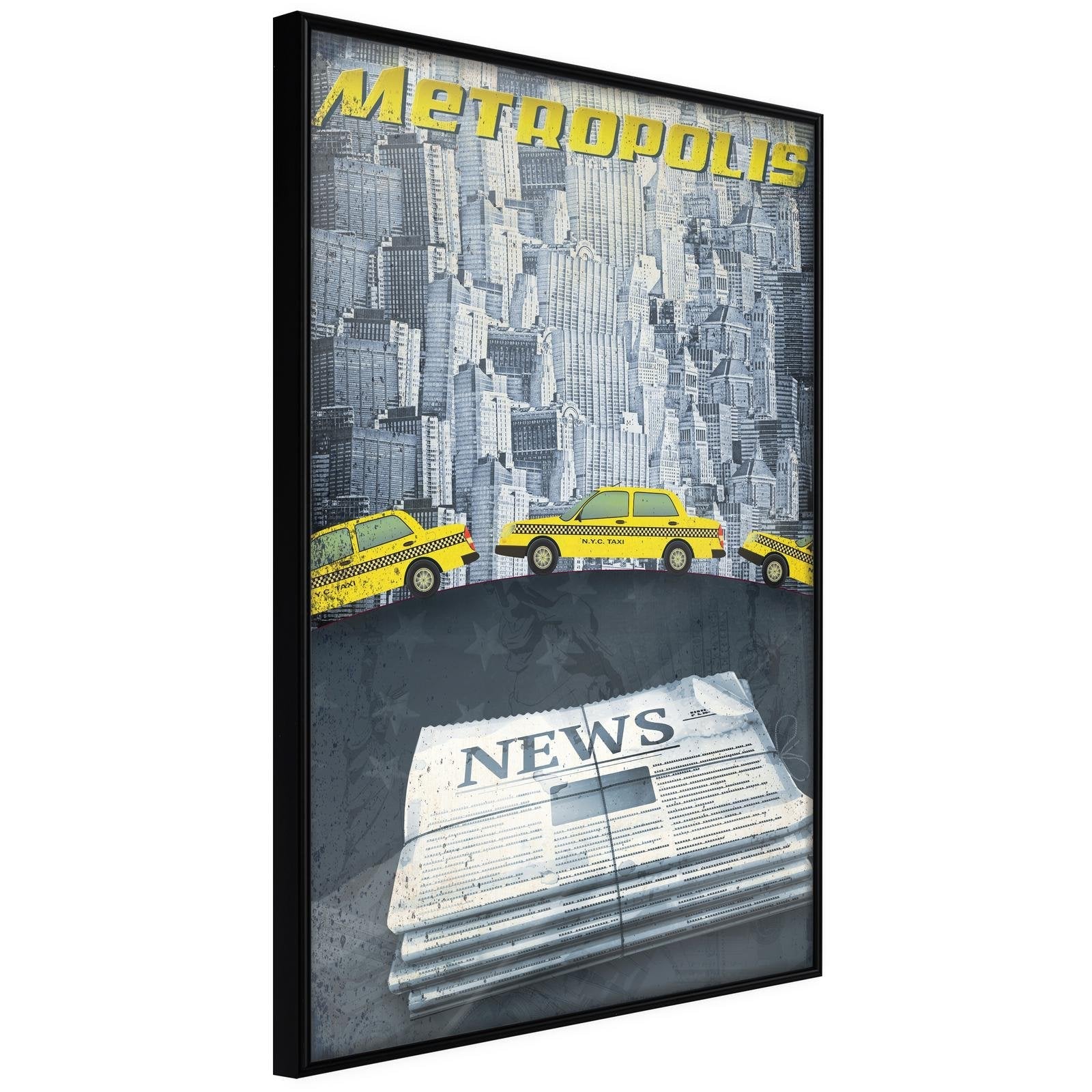 Läs mer om Inramad Poster / Tavla - Metropolis News - 30x45 Svart ram