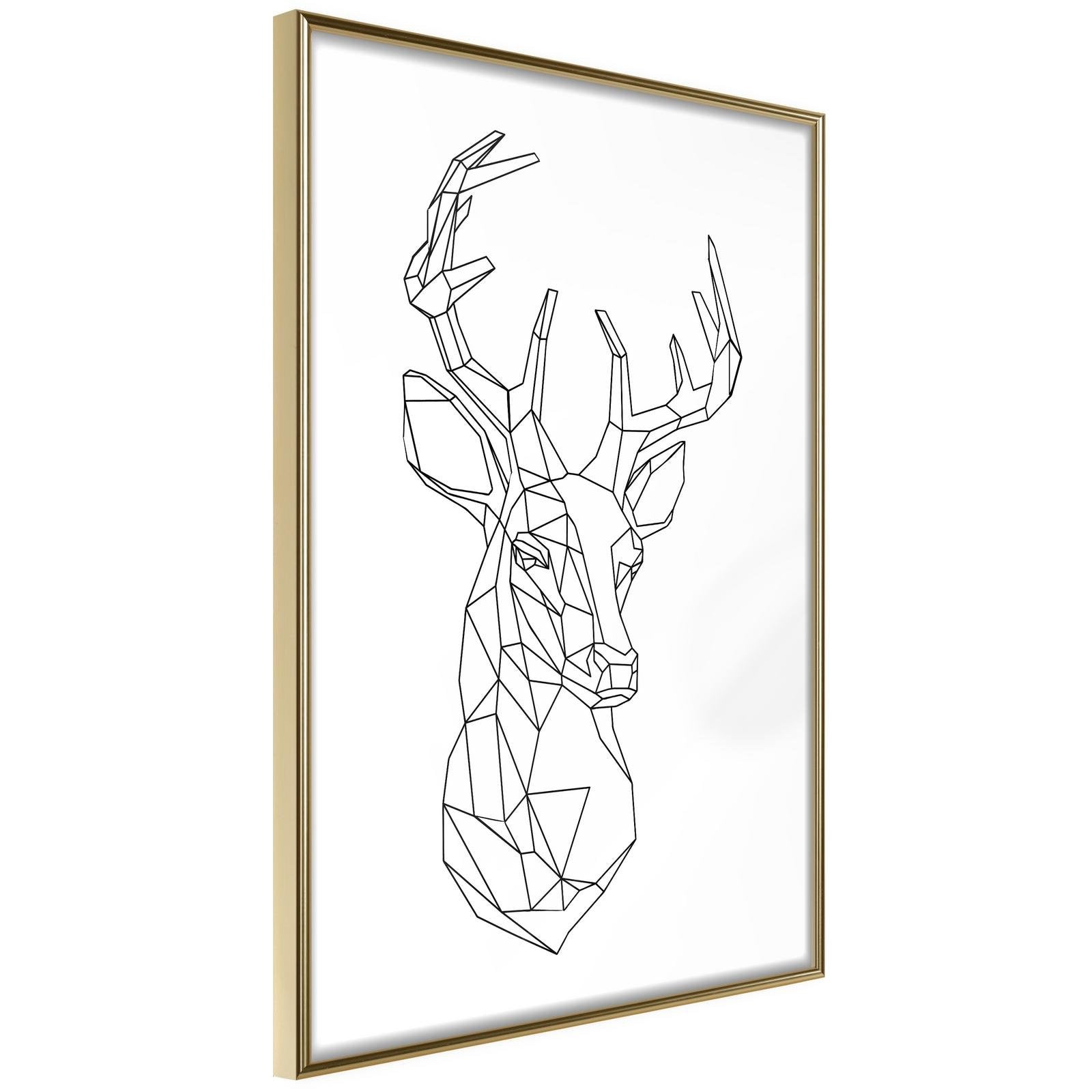 Inramad Poster / Tavla - Minimalist Deer - 30x45 Guldram