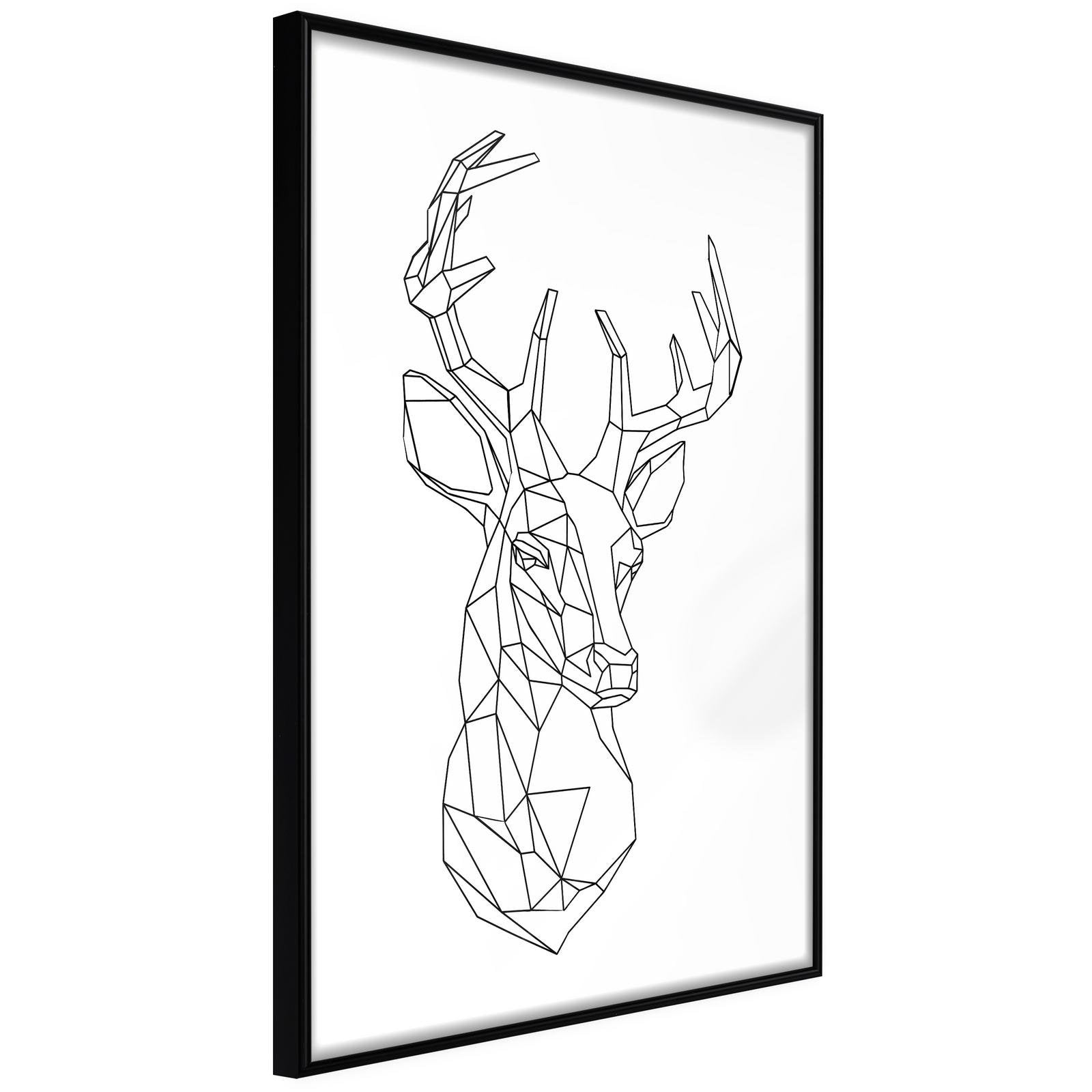 Inramad Poster / Tavla - Minimalist Deer - 30x45 Svart ram