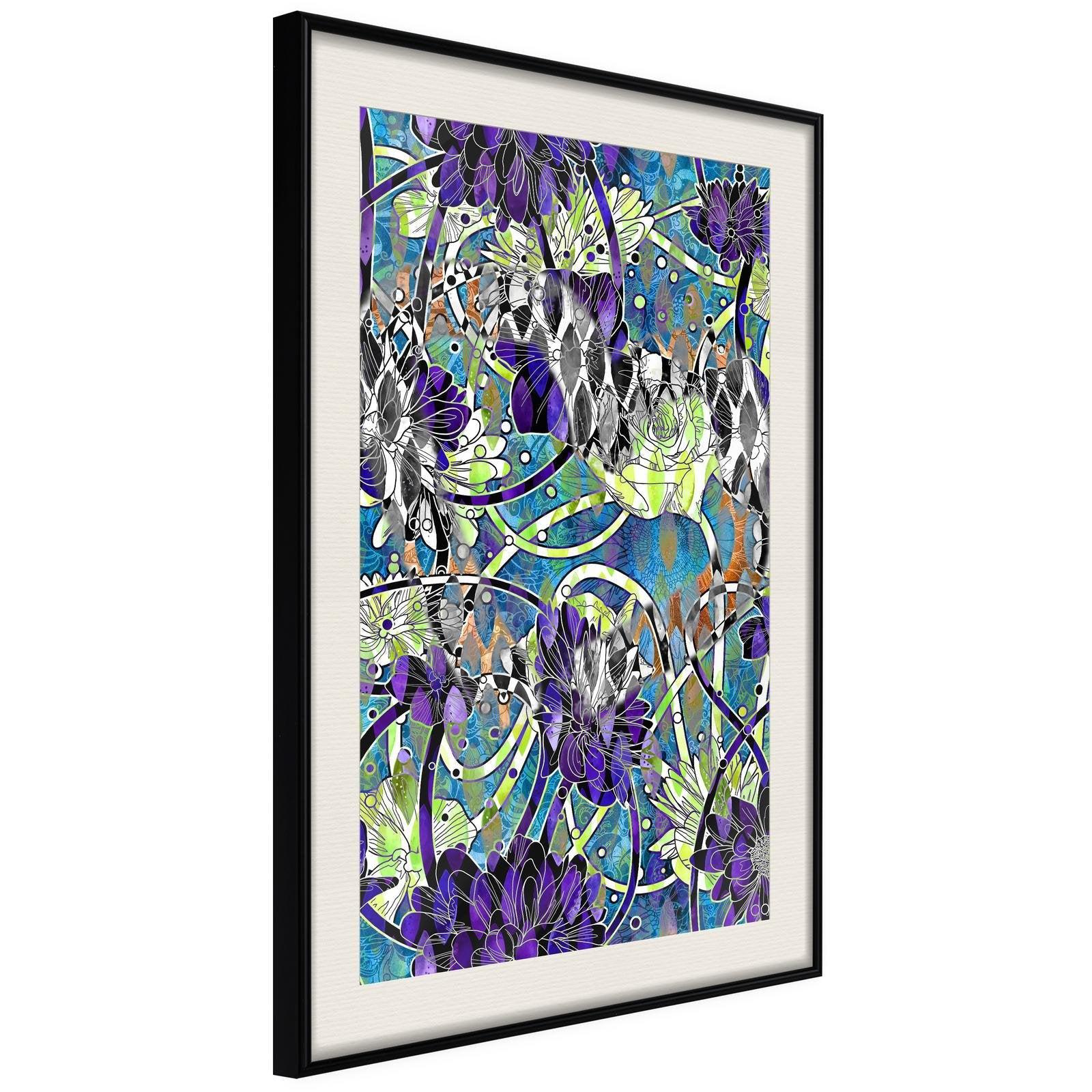 Läs mer om Inramad Poster / Tavla - Modern Arabesque - 20x30 Svart ram med passepartout